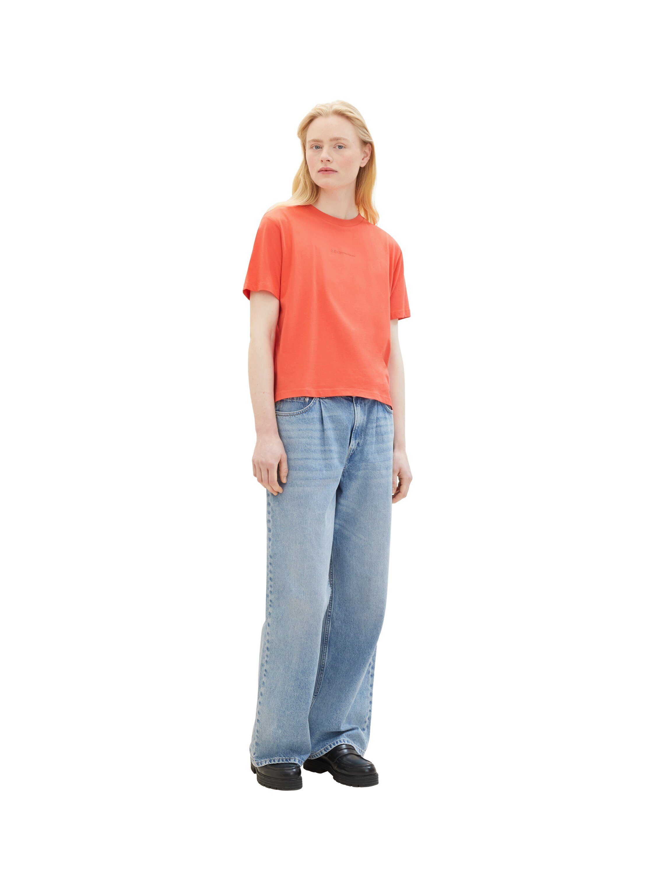 Tom Tailor Denim Shirt met korte mouwen Basic T-shirt met ronde hals en logo-embossing