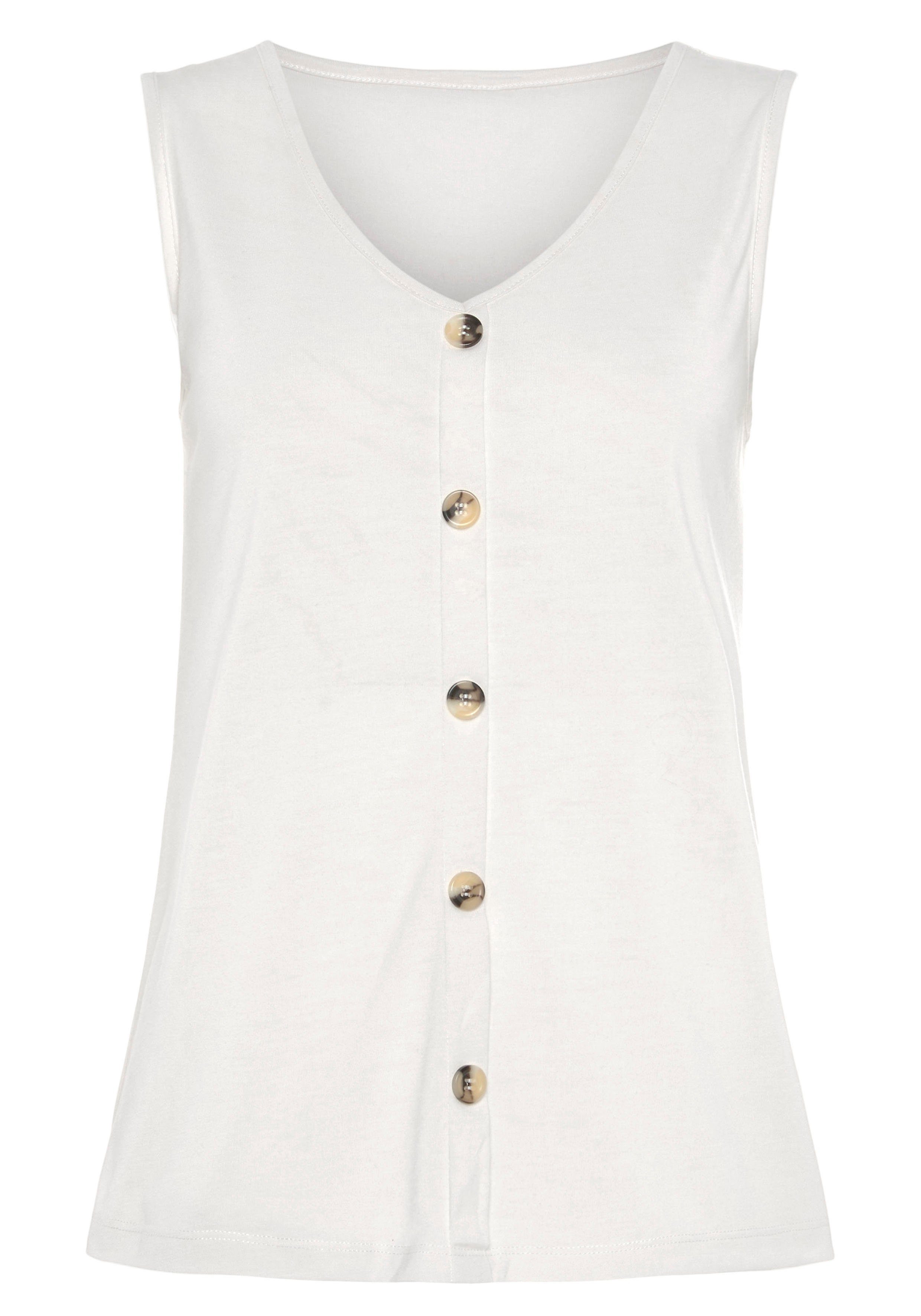 Lascana Shirttop Met sierknoopsluiting in een gemakkelijk te onderhouden kwaliteit (2-delig, Set van 2)