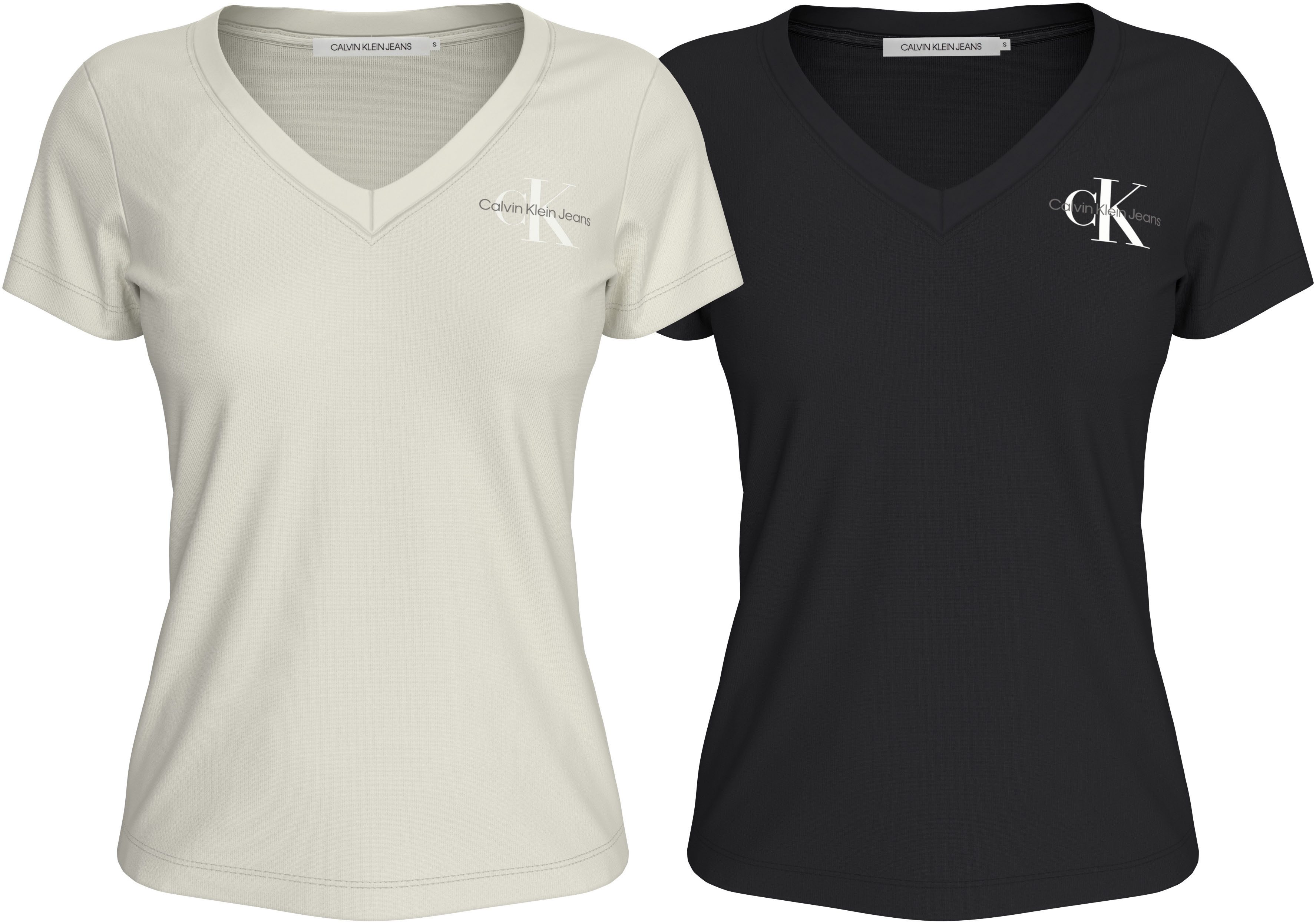 Calvin Klein T-shirt 2-PACK MONOLOGO V-NECK TEE (Set van 2)