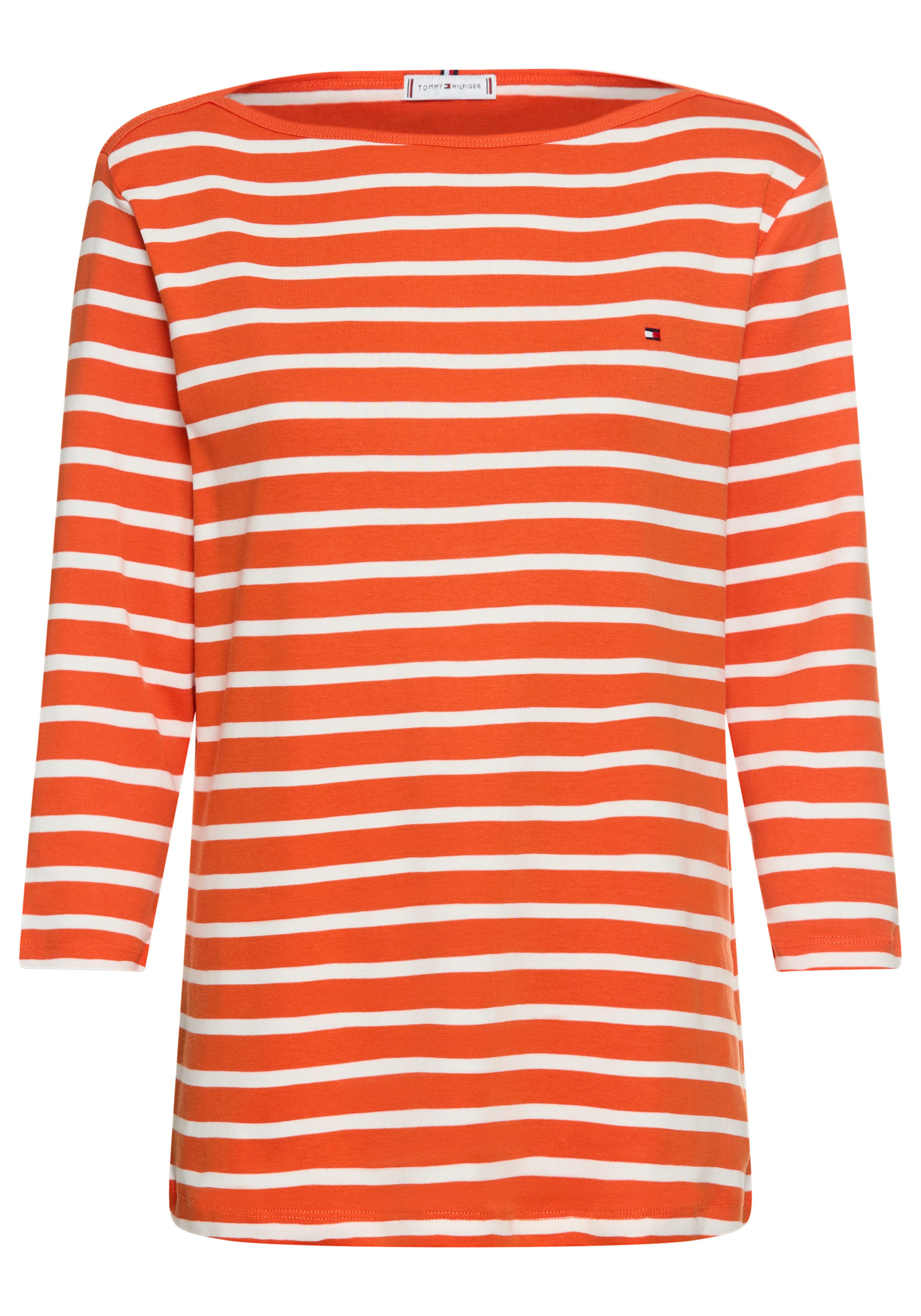 Tommy Hilfiger Curve T-shirt CRV SLIM CODY BOAT-NK 3/4SLV in grote maten, 3/4 mouwen, logoborduring