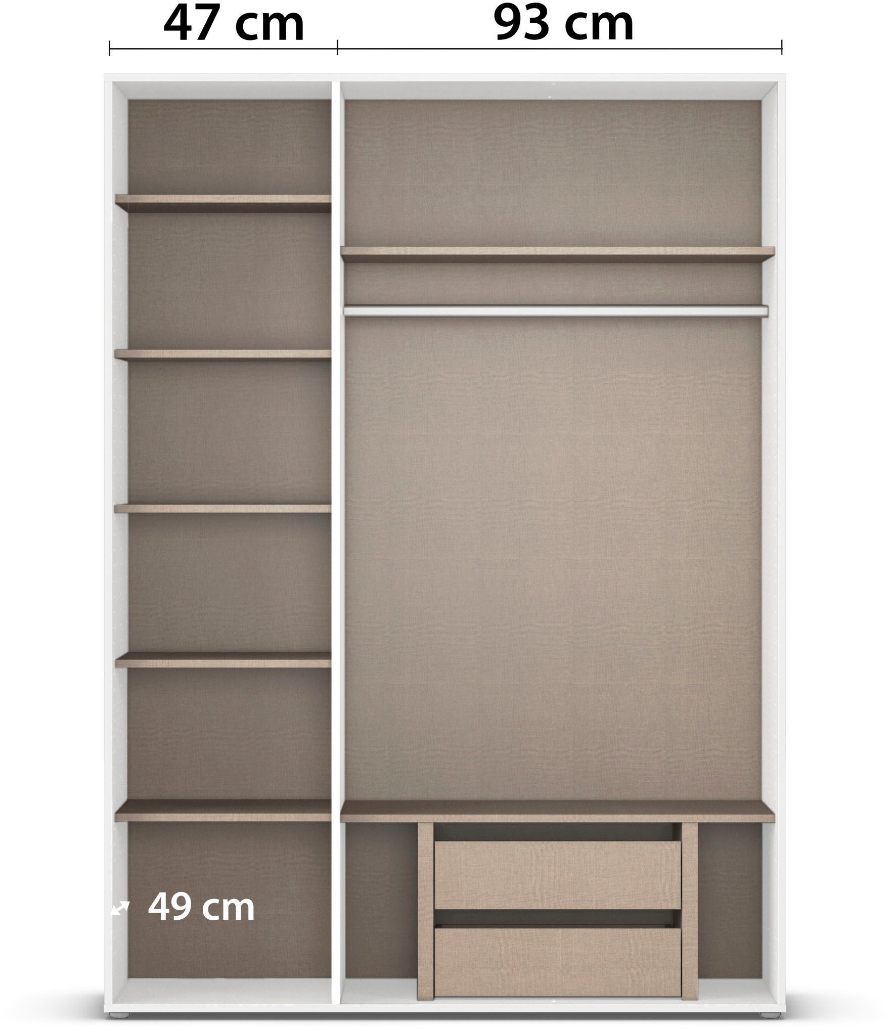 rauch Draaideurkast Kledingkast Kast Garderobe Wasmand NAGATA met Spiegel und modernen stangengriffen in graumetallic topseller made in germany