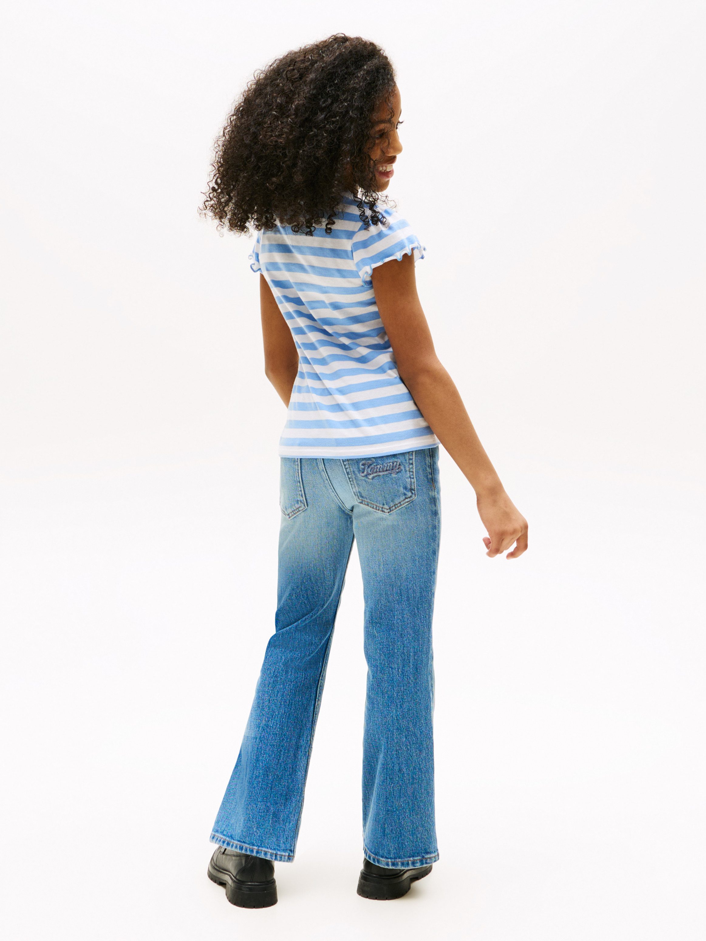 Tommy Hilfiger T-shirt ESSENTIAL STRIPE RUFFLE TOP SS voor kinderen tot 16 jaar, met golvende rand