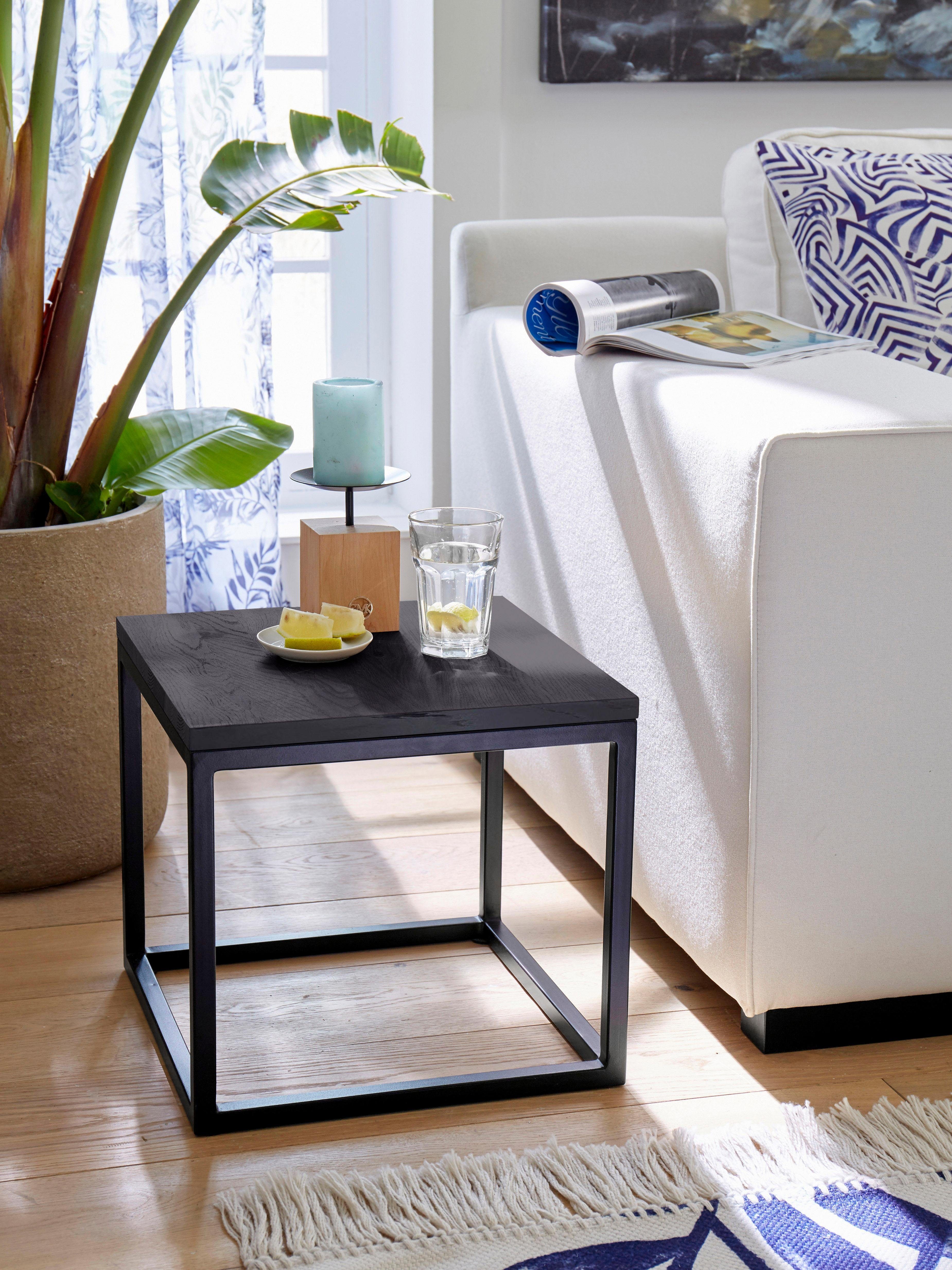 Guido Maria Kretschmer Home&Living Salontafel Voorst van massief eiken en metalen frame salontafels maat 40 cm x 37 cm x 40 cm zwart