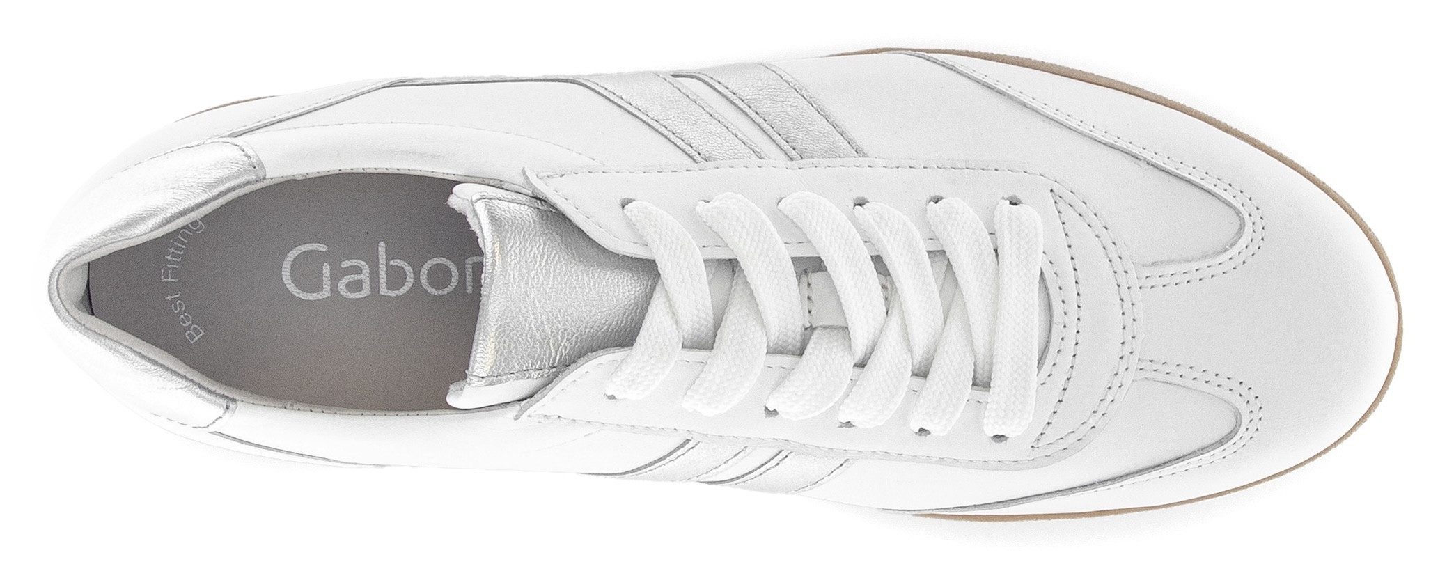 Gabor Plateausneakers , vrijetijdsschoen, lage schoen, veterschoen, contrastafwerking in metallic-look