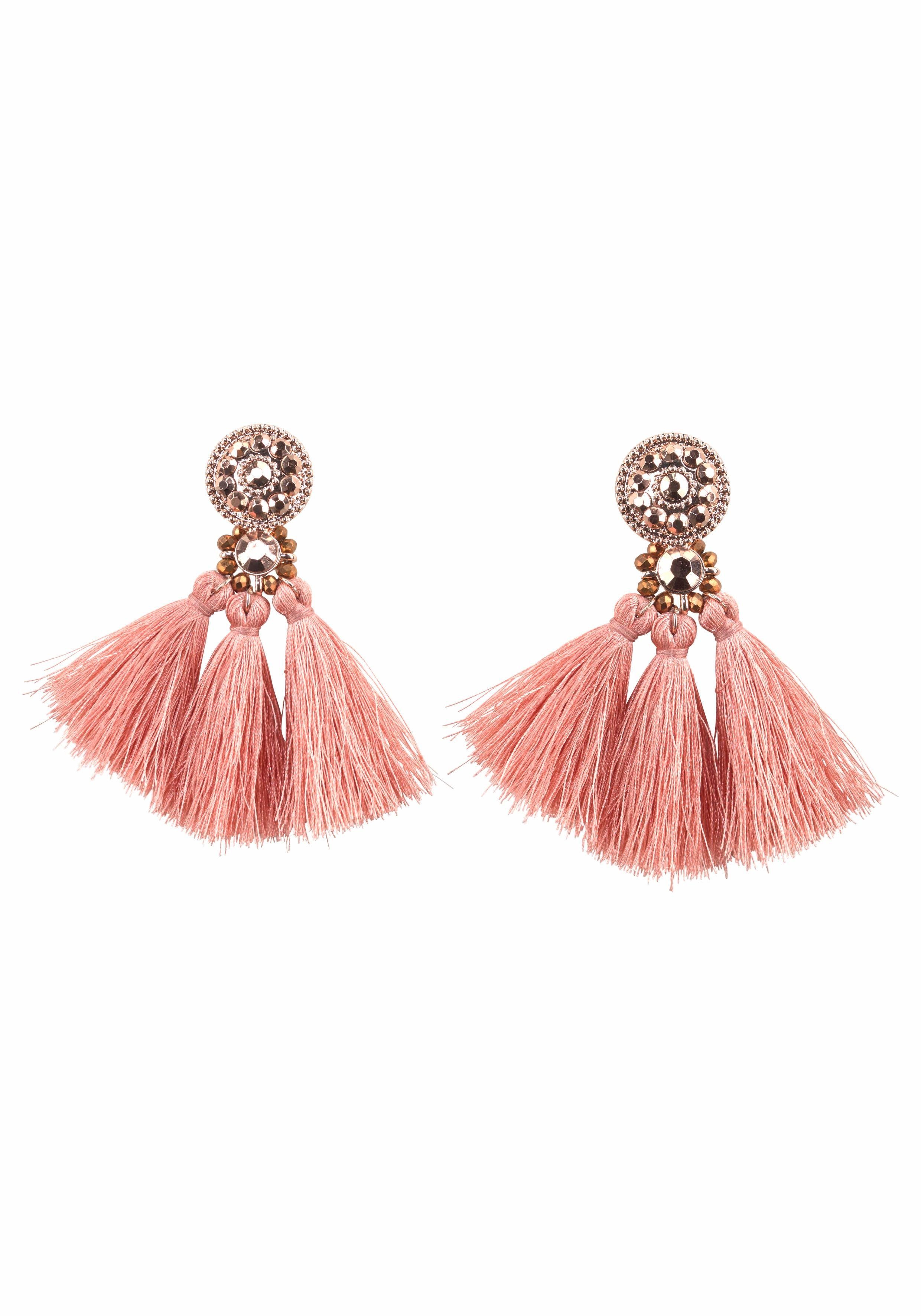 Firetti Oorstekers Met lange kwasten in hippie-look (1-delig) dames oorbellen roze