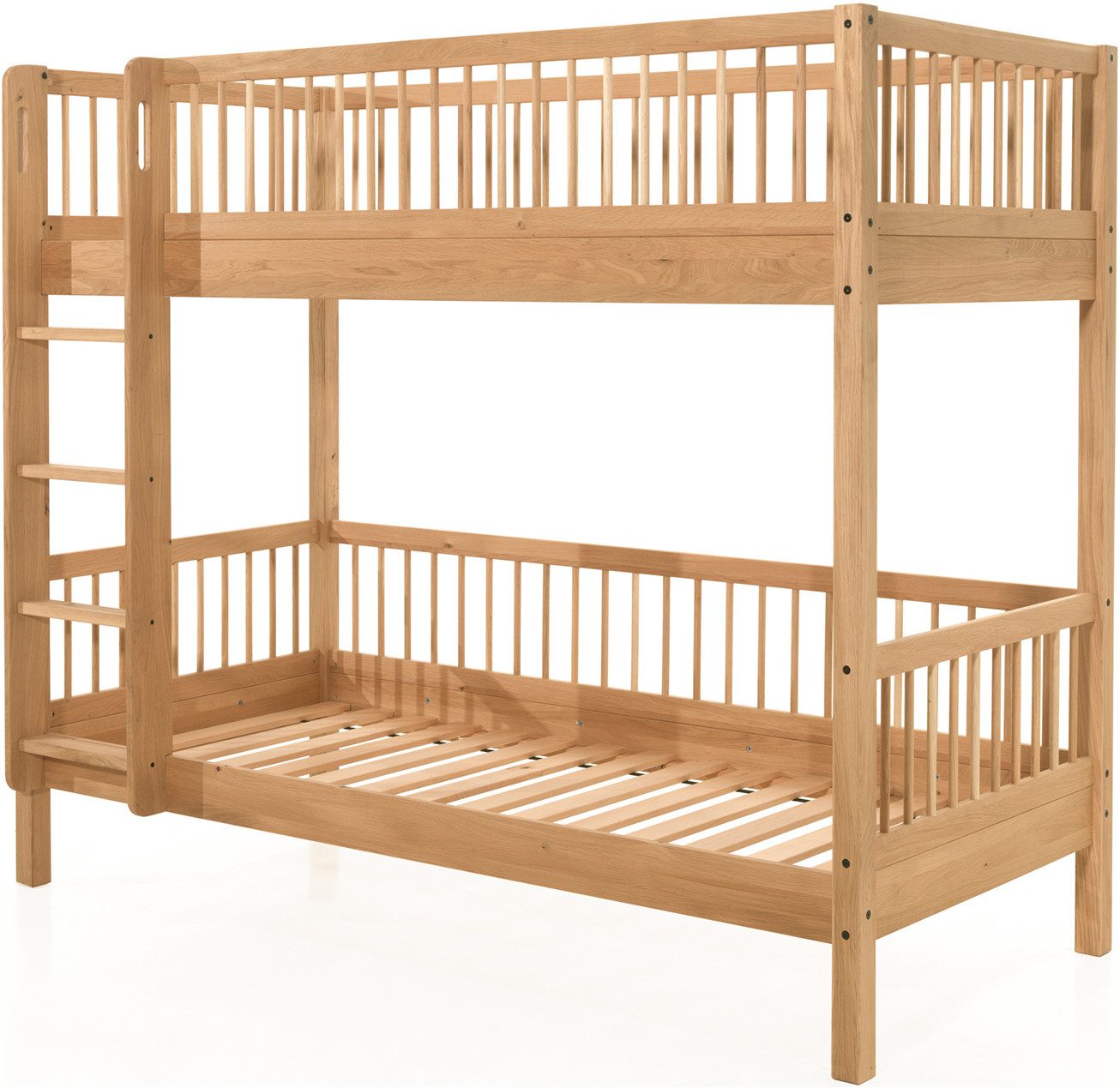 Home affaire Stapelbed Forrest, Eiche massiv, Made in Europe, langlebige Qualität in geolied eiken, 2 ligopp., m. ladder en rolbodem, met of zonder onderbedlade