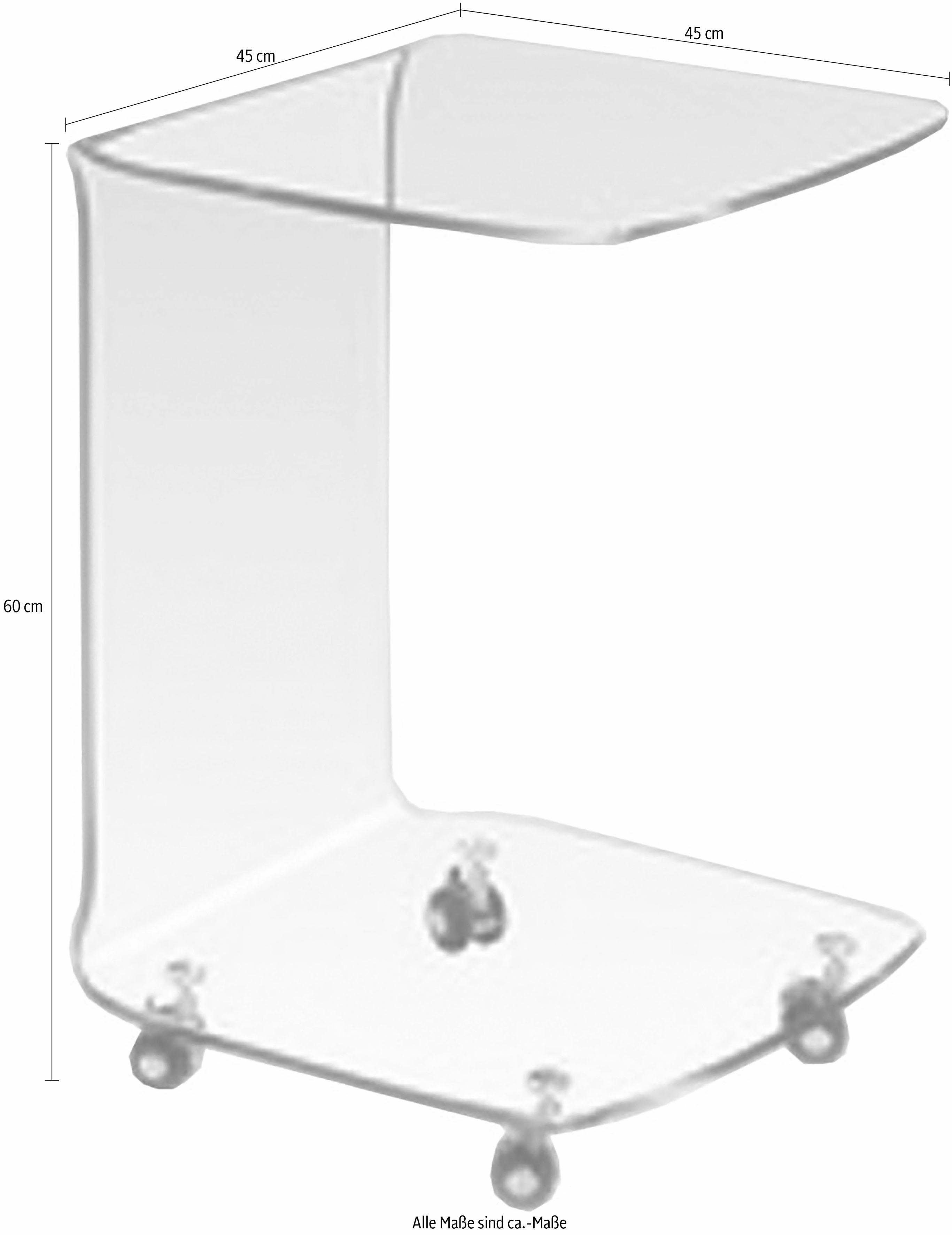 Paroli Bijzettafel Peppe van glass met wieltjes