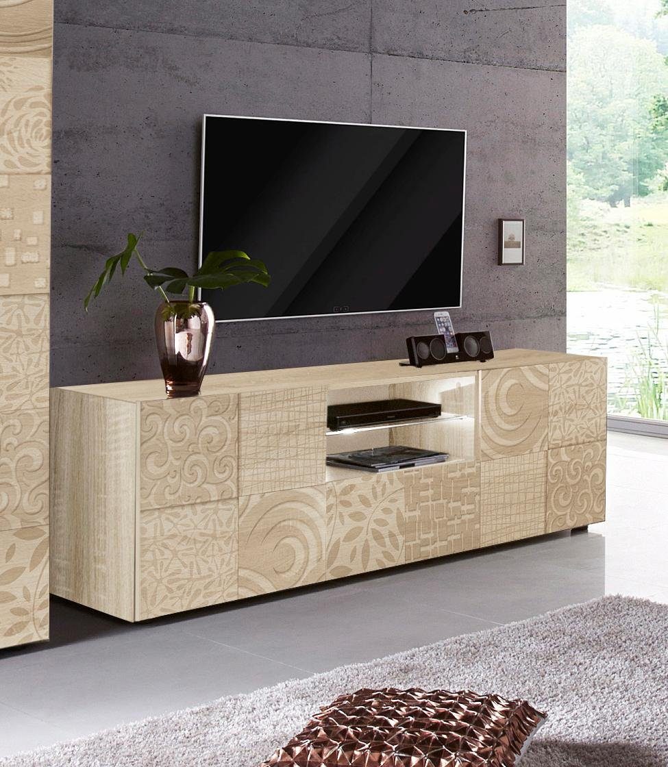 INOSIGN Tv-meubel Miro Breedte 181 cm met decoratieve zeefdruk lowboards beige