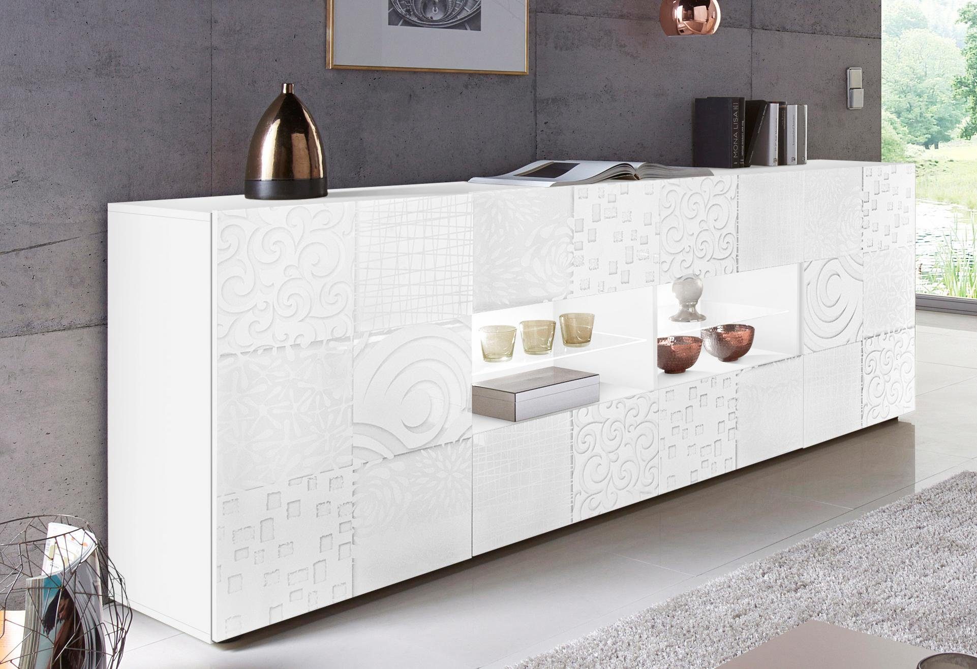 INOSIGN Dressoir Miro Breedte 241 cm met decoratieve zeefdruk dressoirs wit