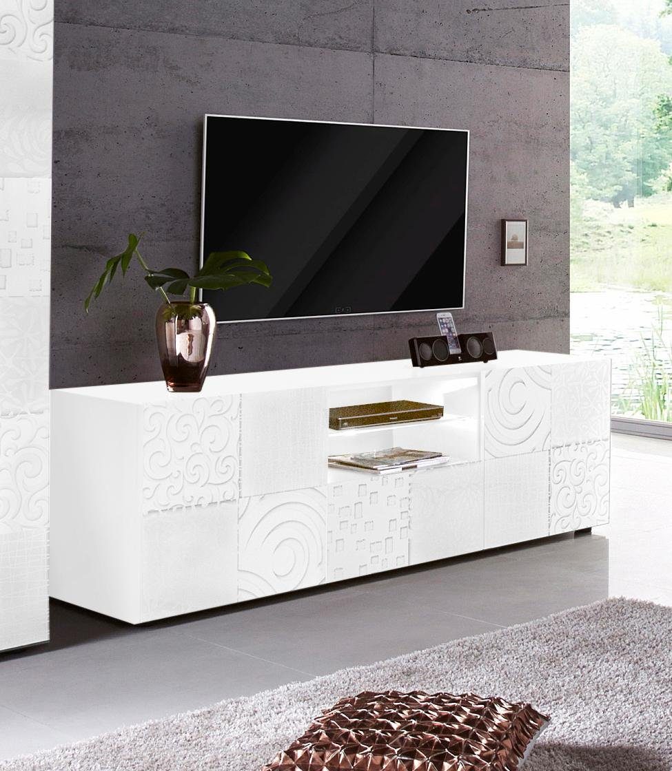 INOSIGN Tv-meubel Miro Breedte 181 cm met decoratieve zeefdruk lowboards wit