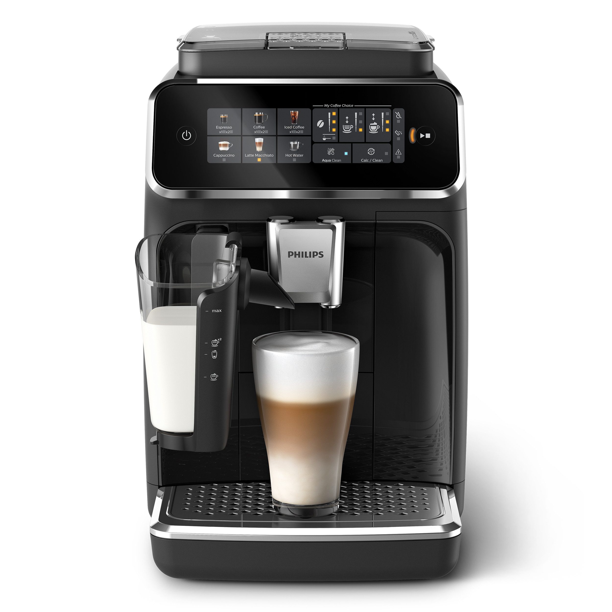 Philips Volautomatisch koffiezetapparaat EP3347/90 3300 Series, 6 koffiespecialiteiten, met lattego melkopschuimer, zwart verchroomd