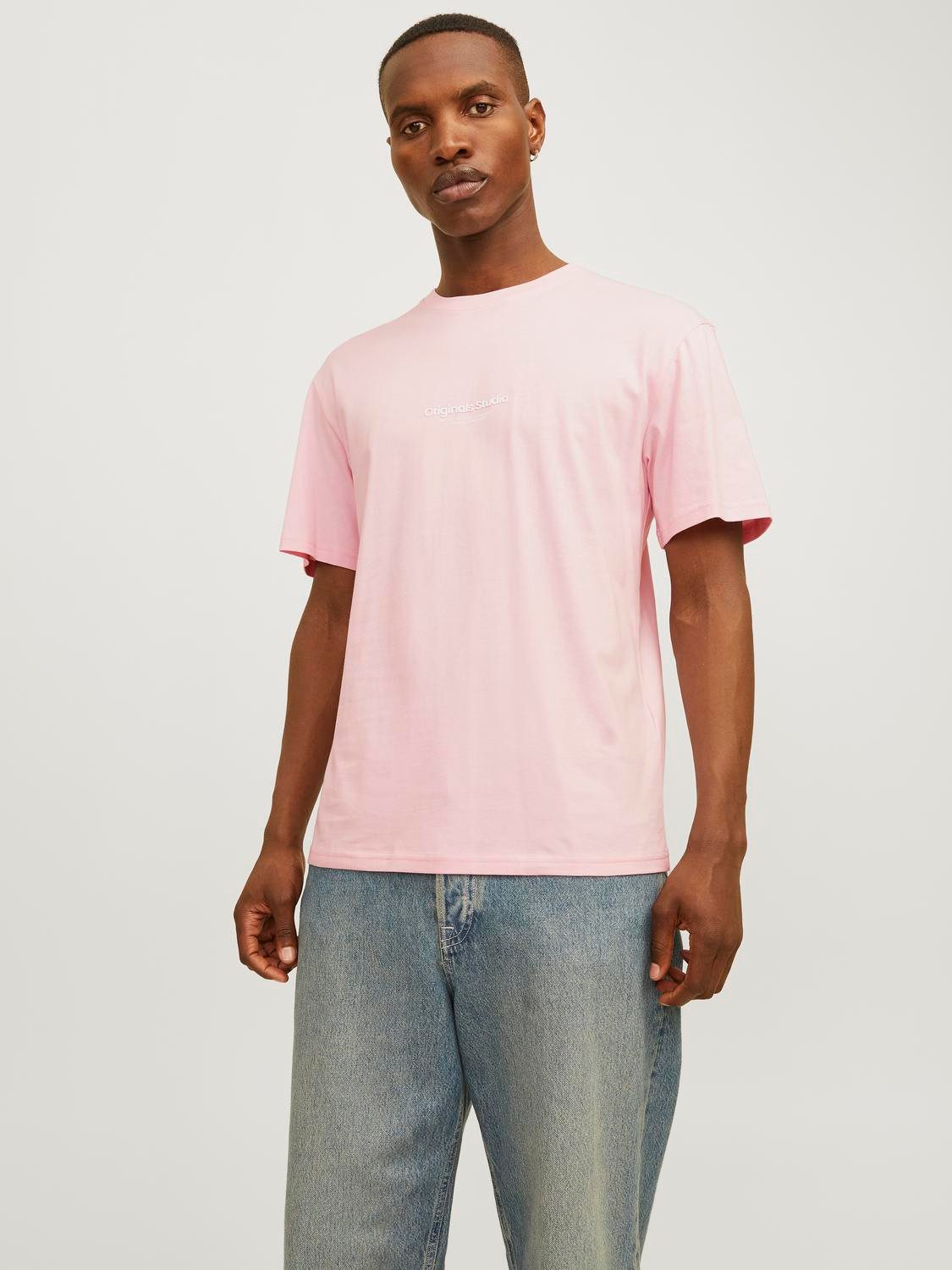 Jack & Jones Shirt met ronde hals JORVESTERBRO TEE SS CREW NECK NOOS heren ronde hals maat M roze