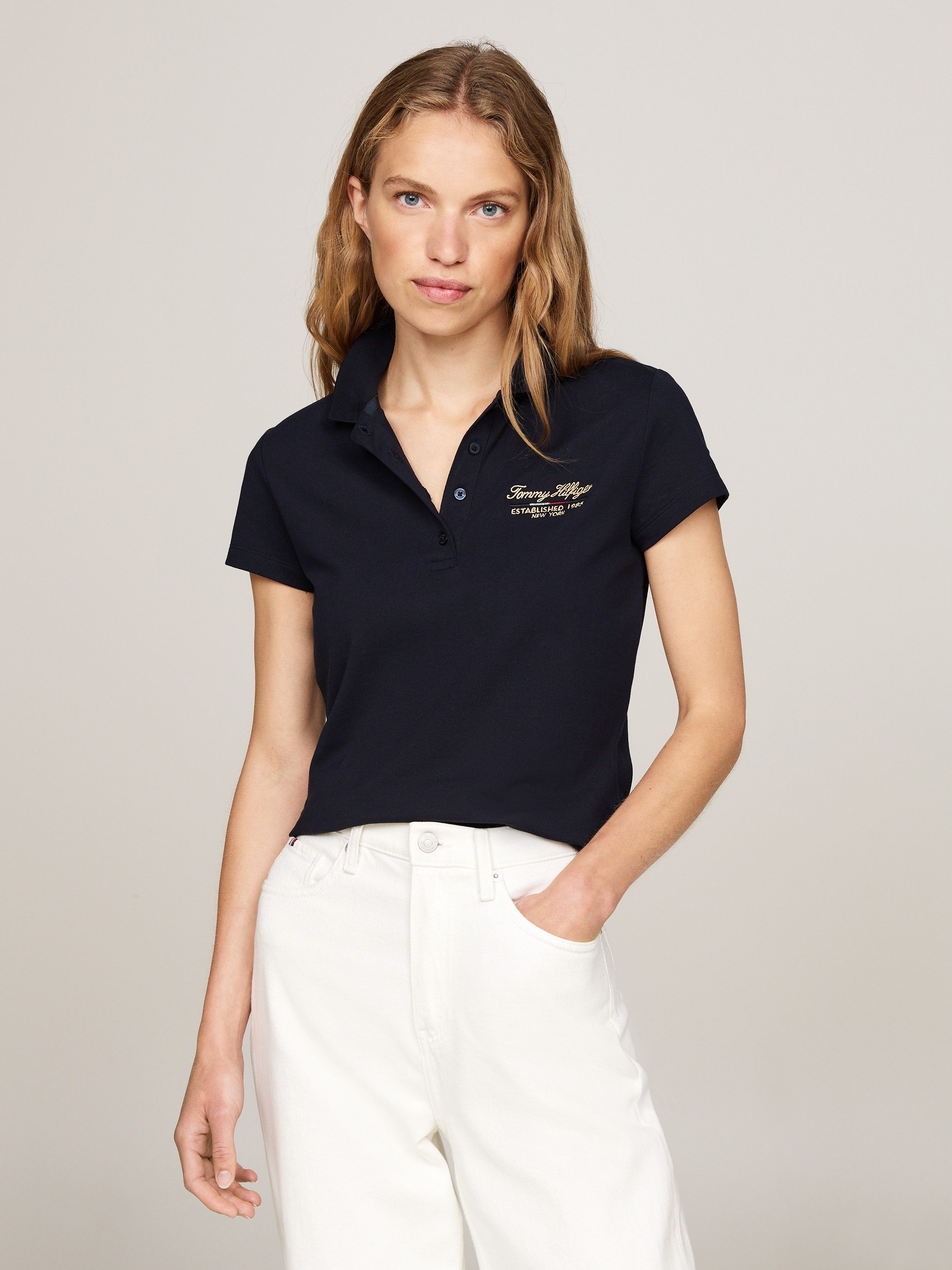 Tommy Hilfiger Poloshirt SLIM SCRIPT GRAPHIC POLO SS met tommy hilfiger script-logo-opschrift