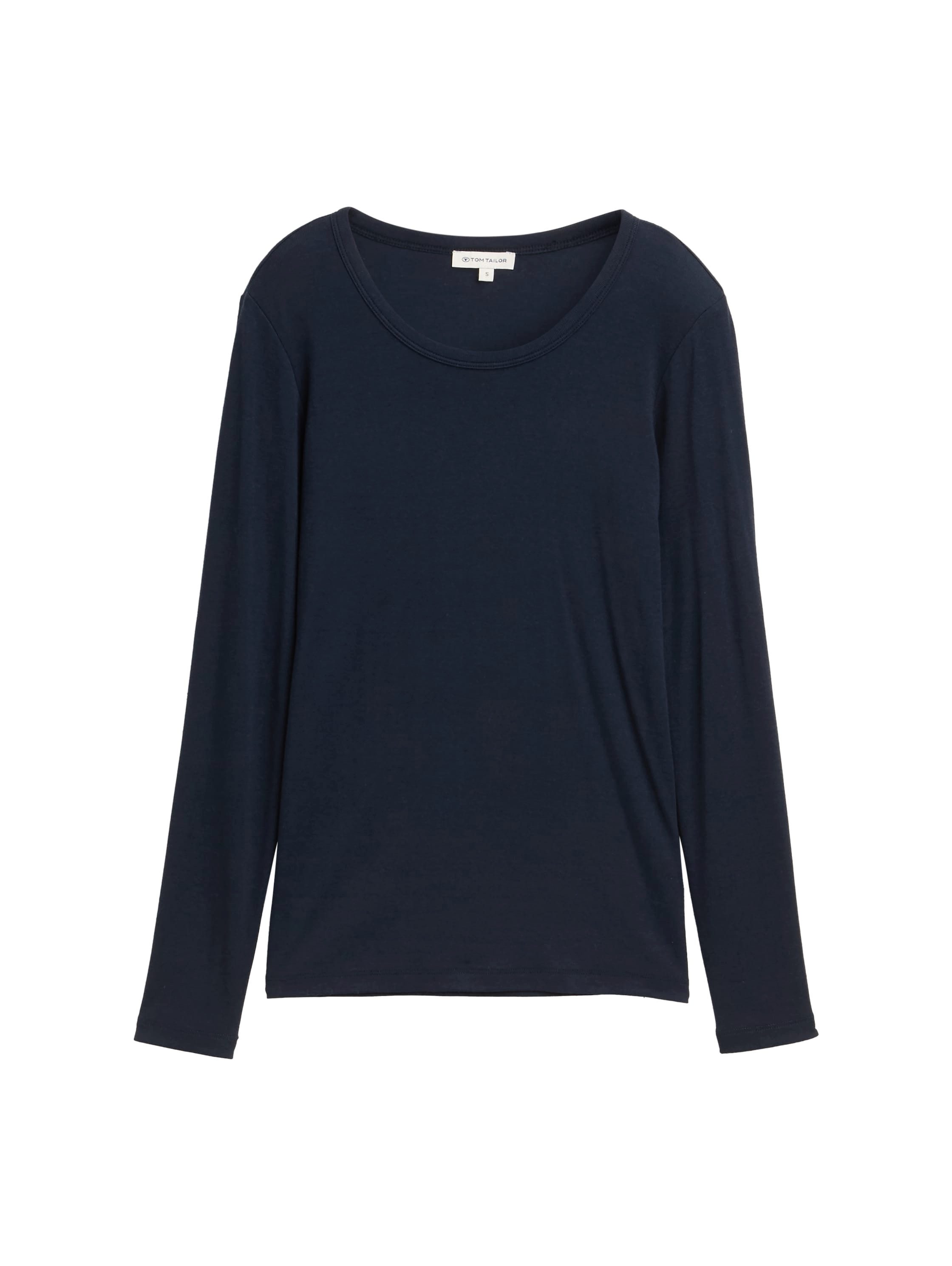 Tom Tailor Shirt met lange mouwen met ronde hals en stretch