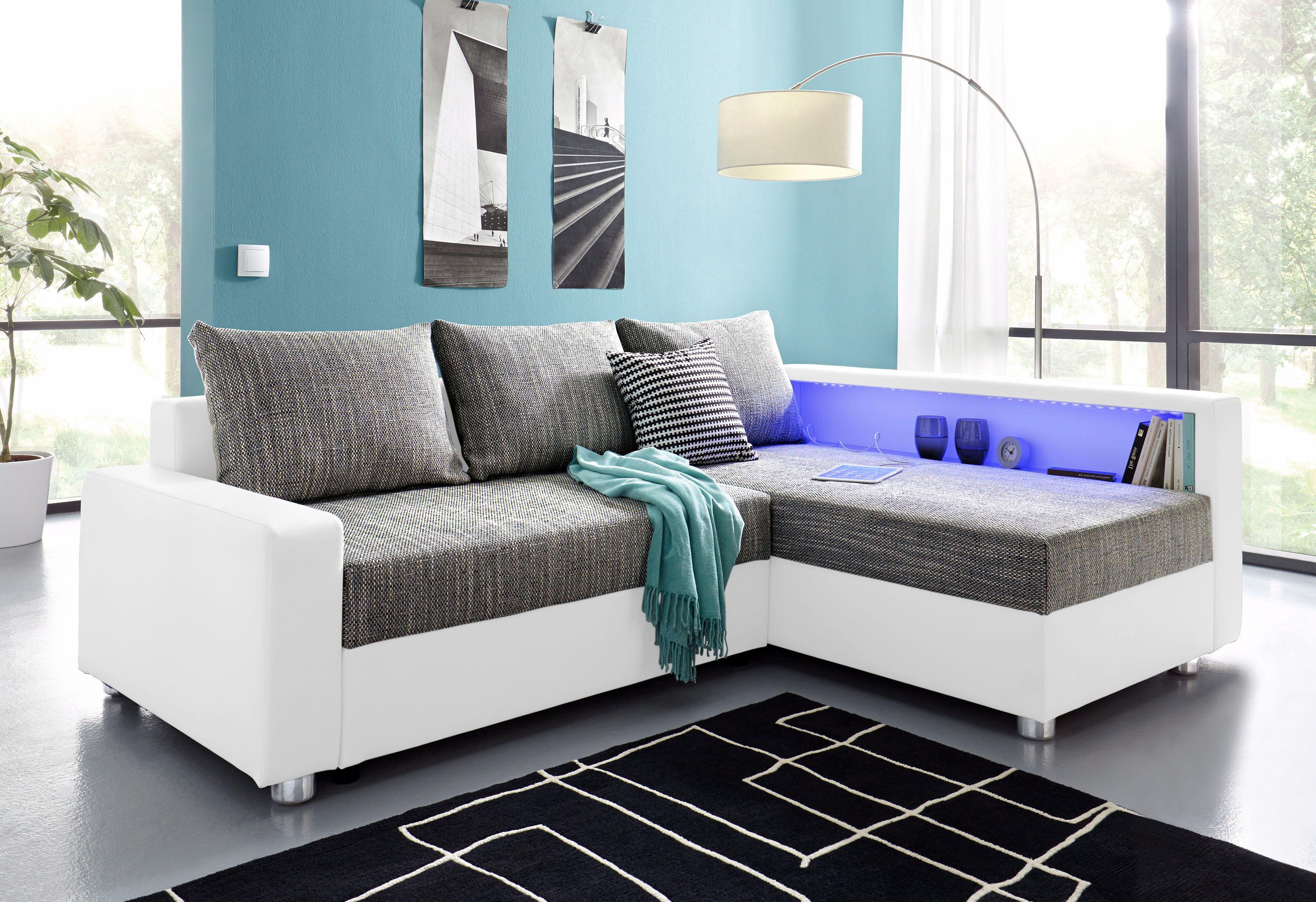 COLLECTION AB Hoekbank Relax L-vorm inclusief slaapfunctie, binnenvering, naar keuze met rgb-ledverlichting