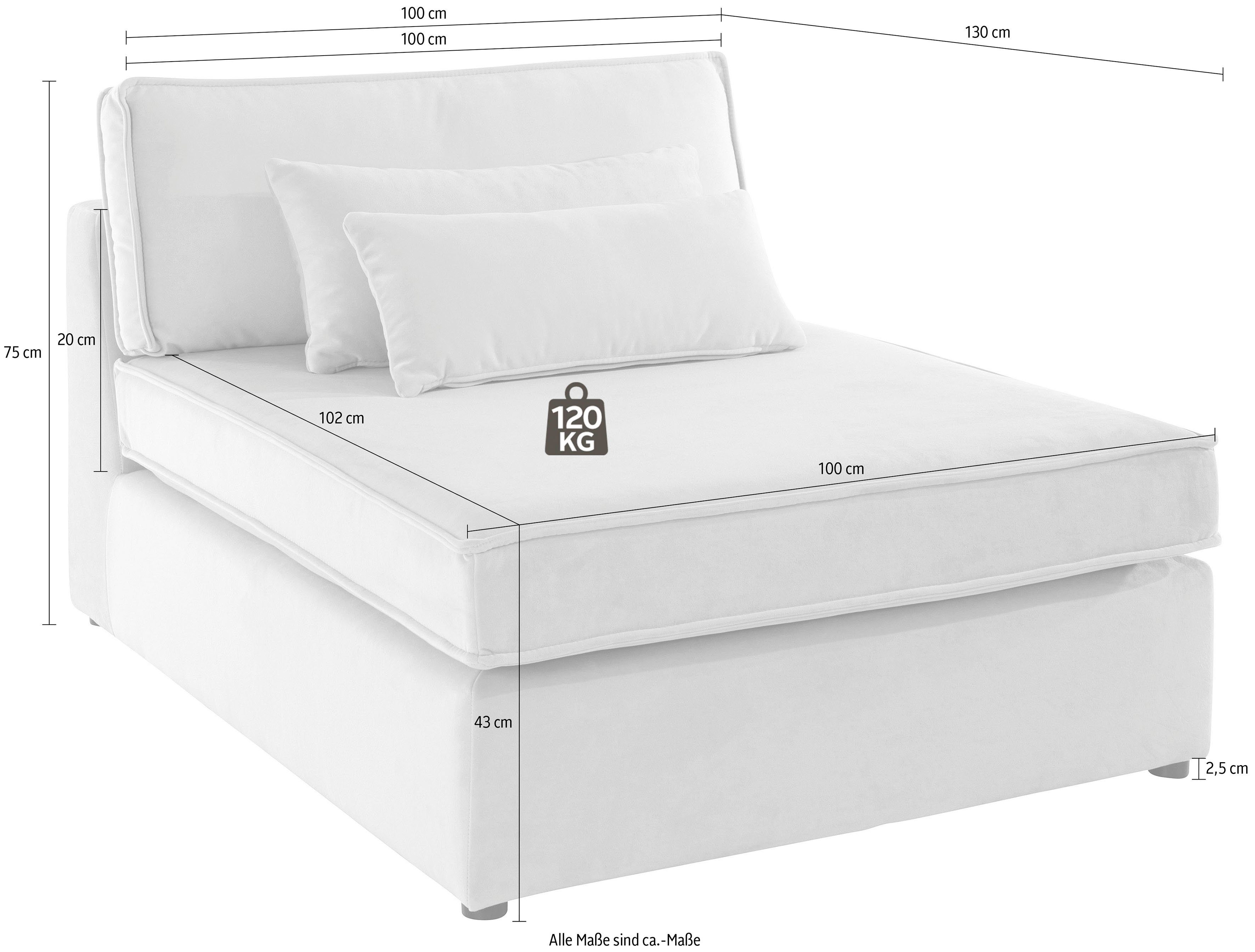 RAUM.ID Bank-middenelement Enid Deel van een modulaire bank, stevig zitcomfort, ook in breedribcord