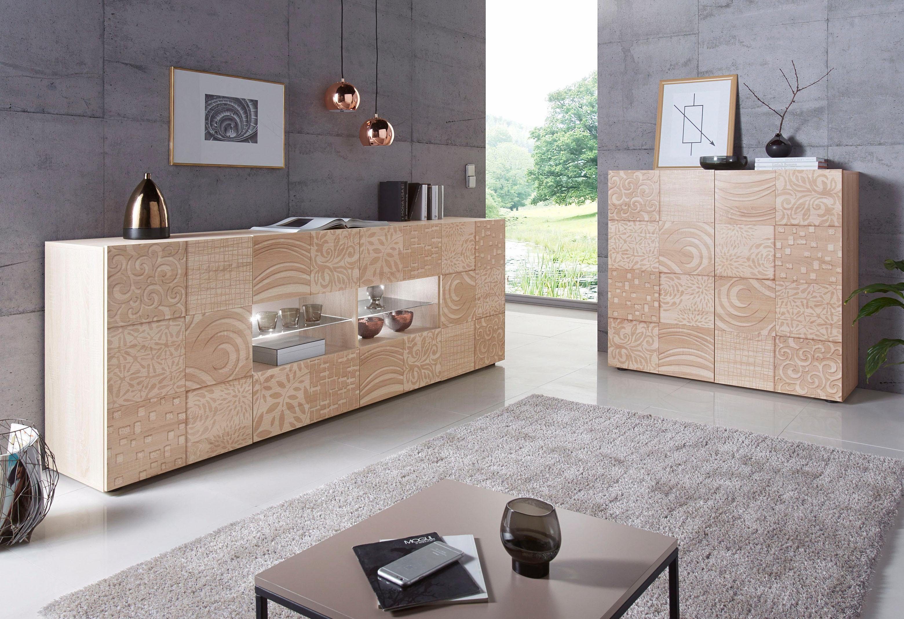 INOSIGN Highboard Miro Breedte 121 cm met decoratieve zeefdruk
