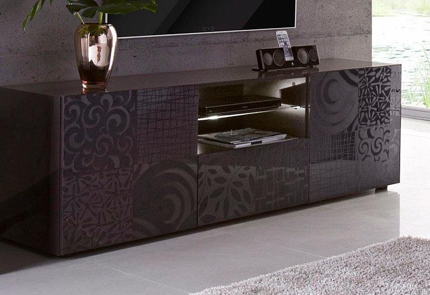 inosign tv-meubel miro breedte 181 cm met decoratieve zeefdruk grijs
