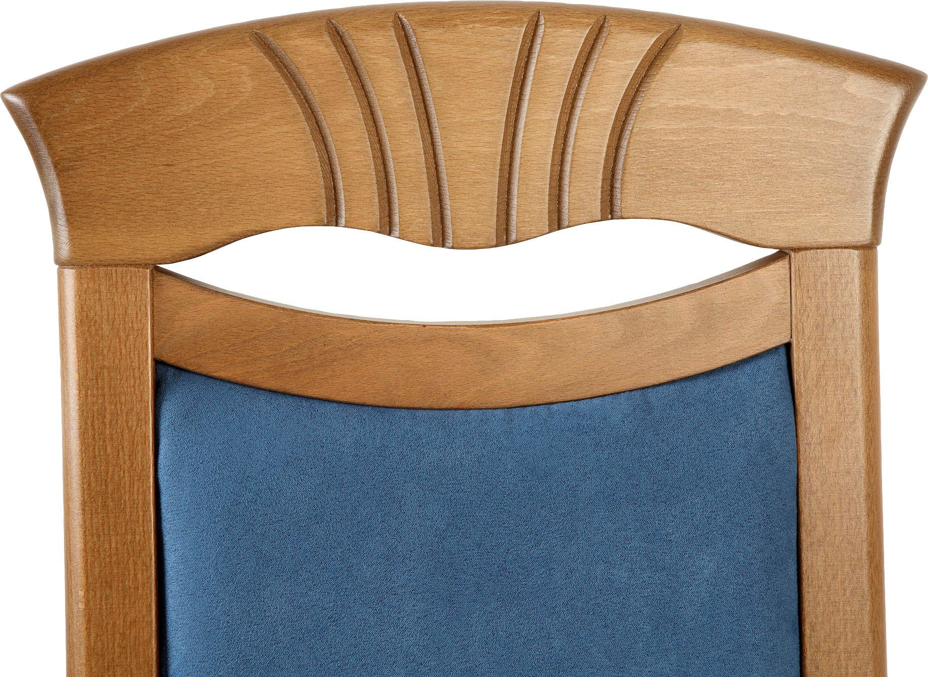 Home affaire Eetkamerstoel Franz slijtvast microvezel, onderstel beuken naturel of wit, houten stoel (set, 2 stuks)