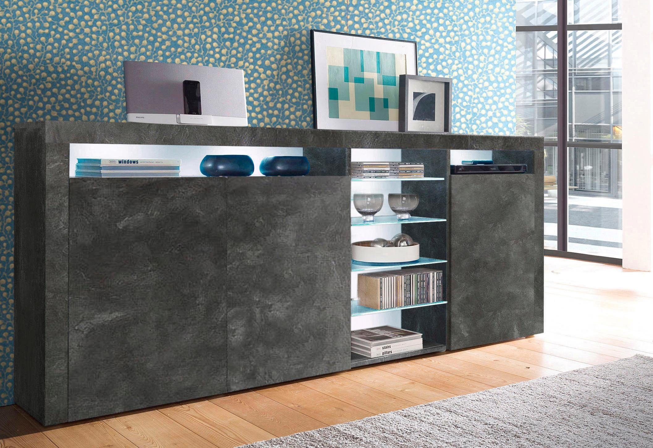 borchardt Möbel Highboard Santa Fe Breedte 200 cm highboards maat 200x35x89 cm grijs