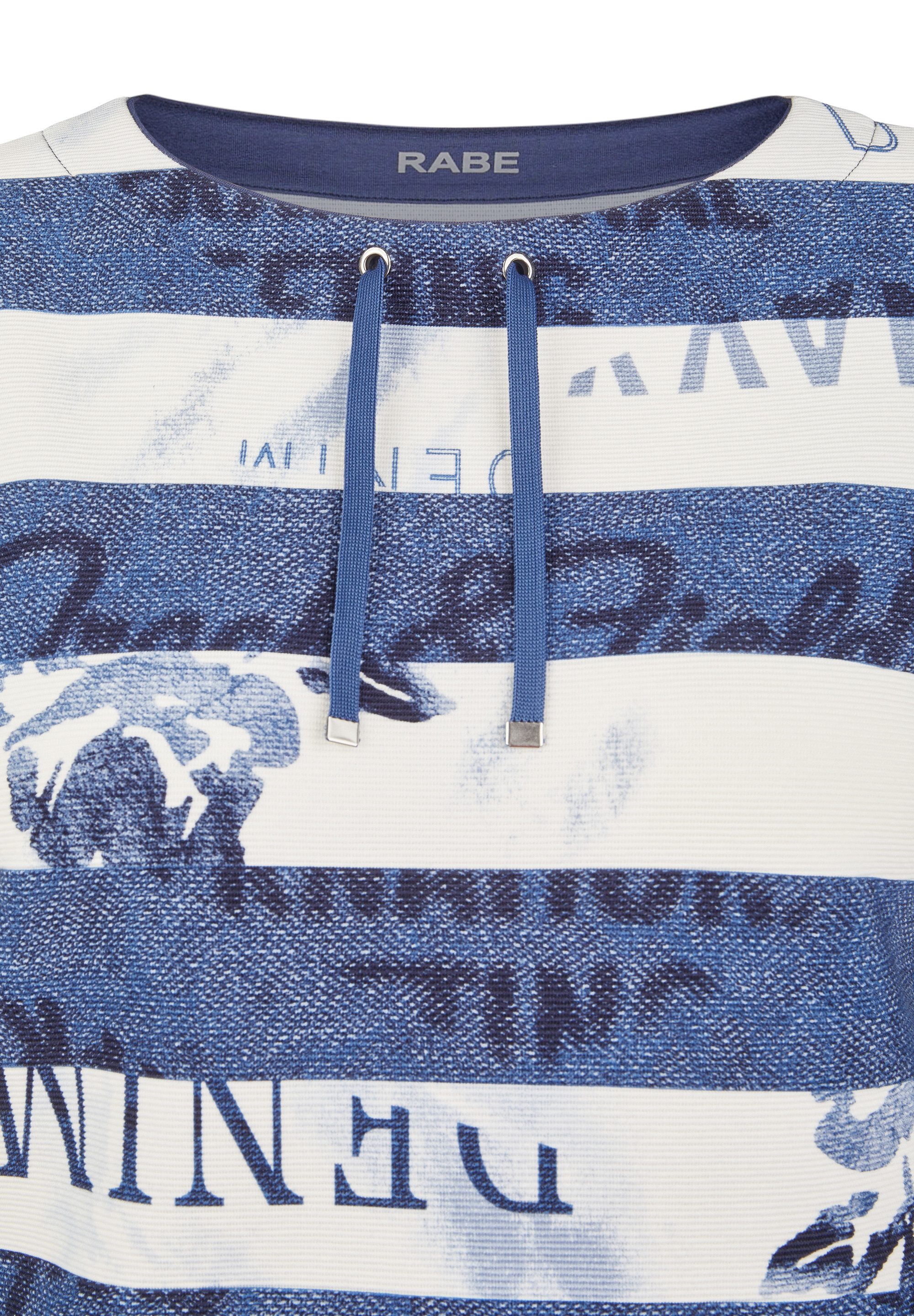 Rabe Shirt met 3/4 mouwen met streepjespatroon en print