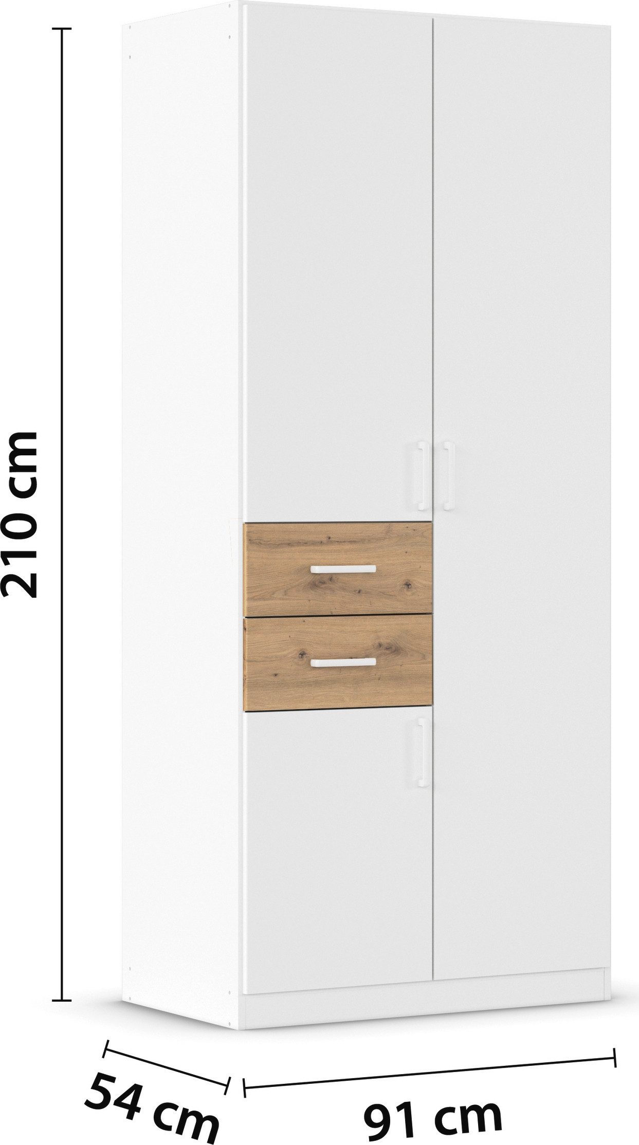 rauch Draaideurkast Kledingkast kast garderobe MAIKA met decor-front 2 lades, in verschillende breedtes, hoogtes, kleuren, made in germany