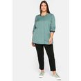 sheego blouse met lange mouwen van tencel™ lyocell, met contrastboorden groen