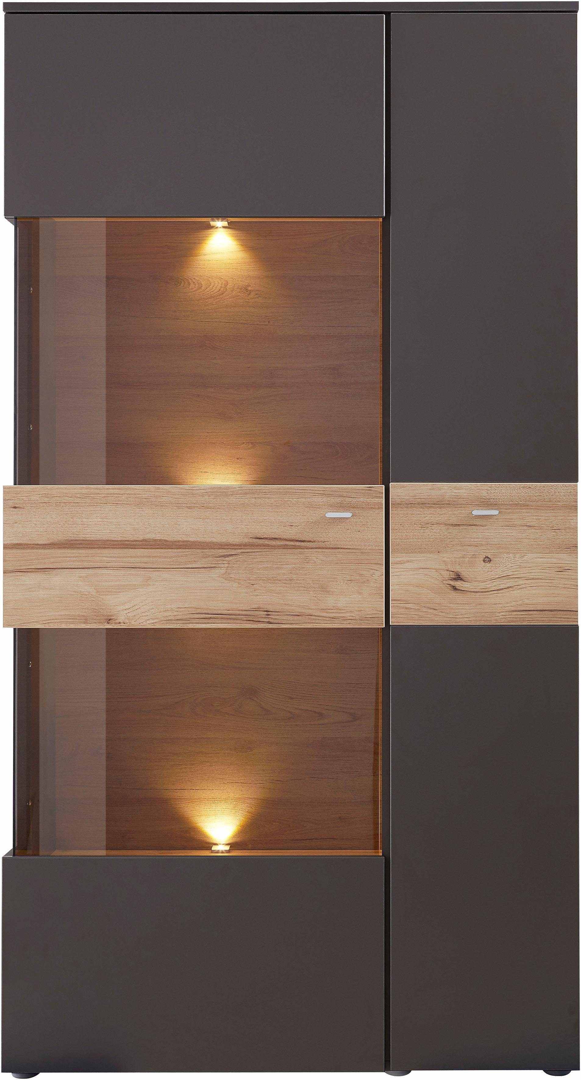 FORTE Vitrinekast Como Highboard, LED verlichting, planken, glazen deur, soft close