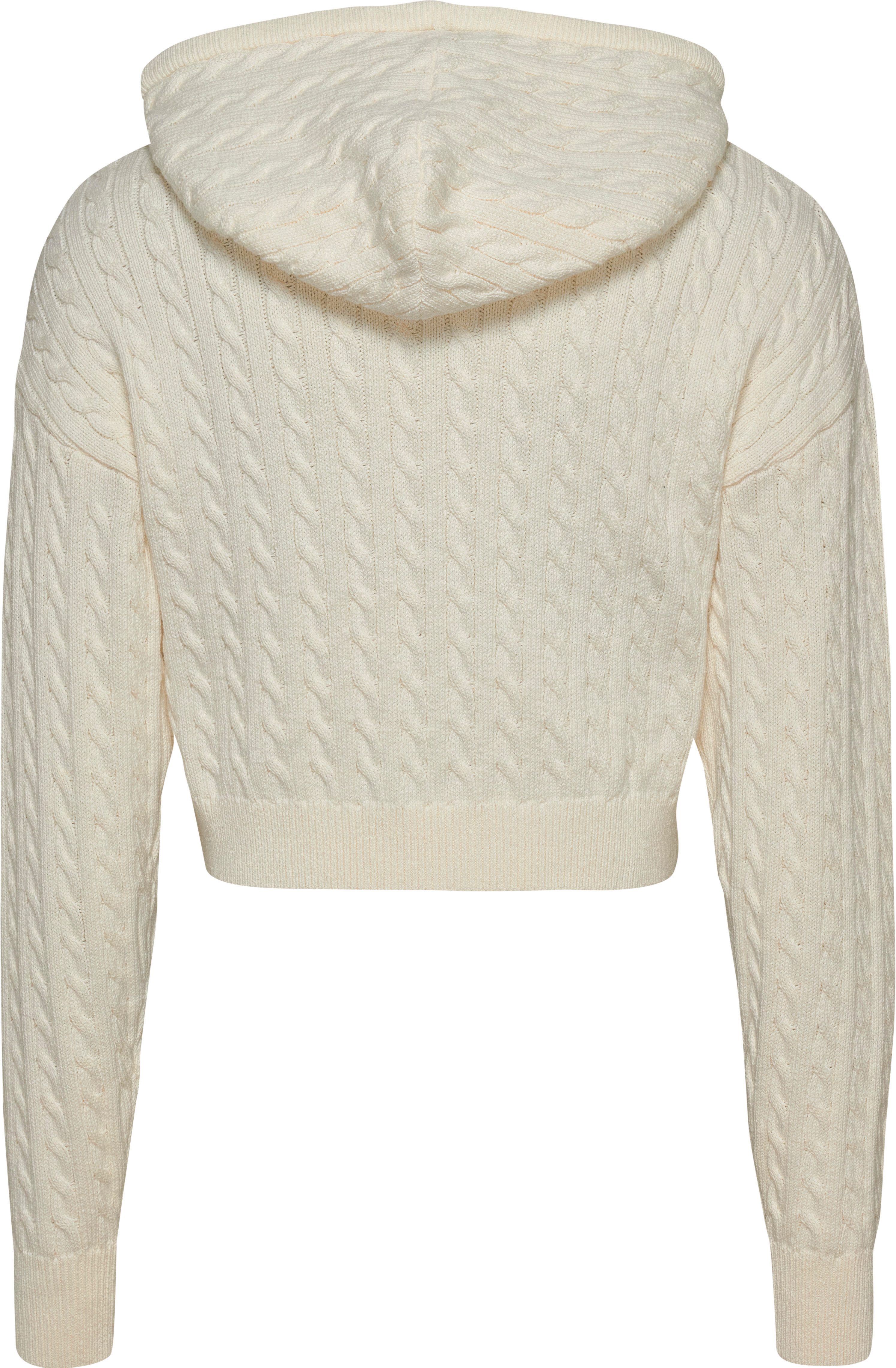 TOMMY JEANS Capuchontrui TJW BADGE CABL HOOD CARDIGAN EXT