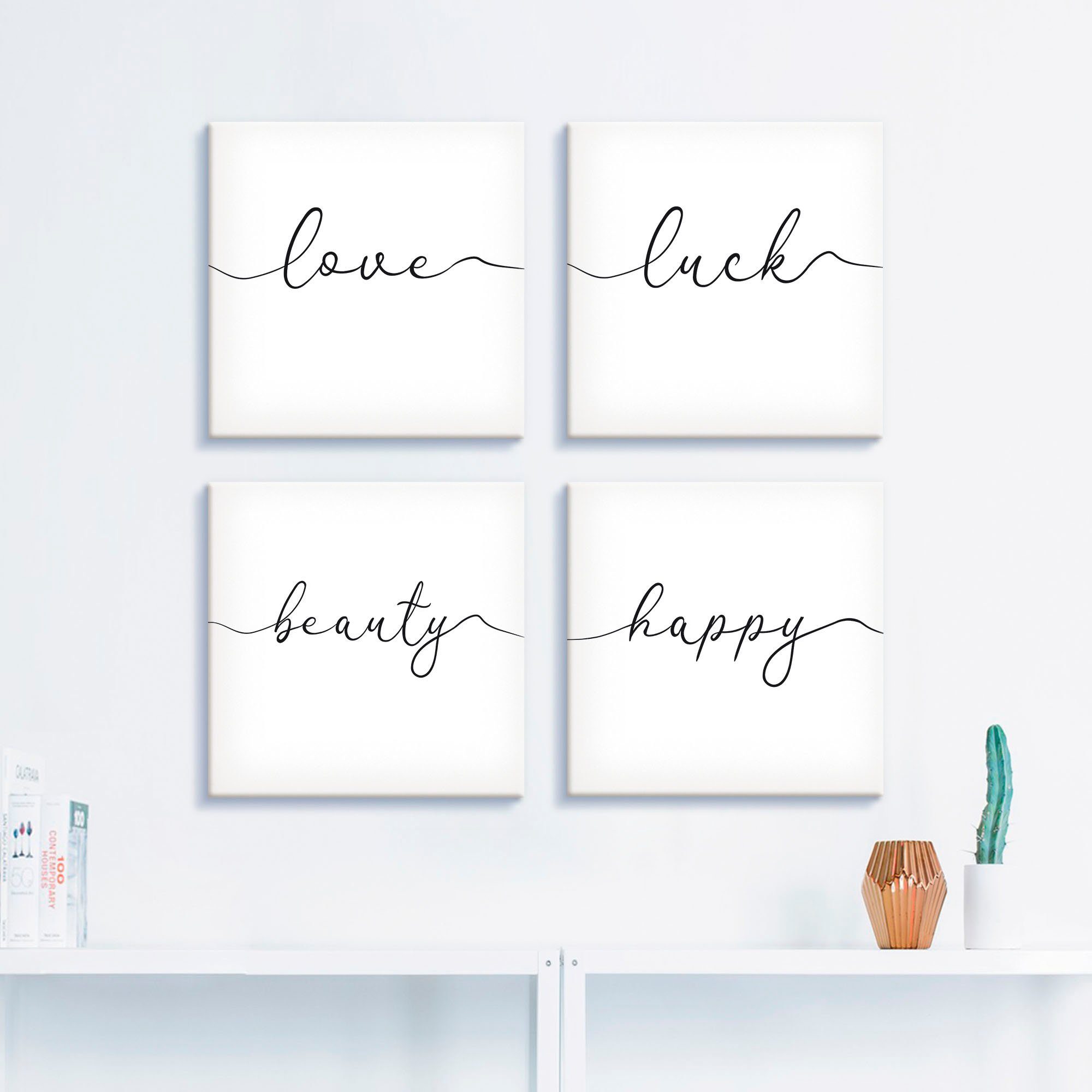 Artland Artprint op linnen Liefde geluk schoonheid blijmoedigheid (4-delig)