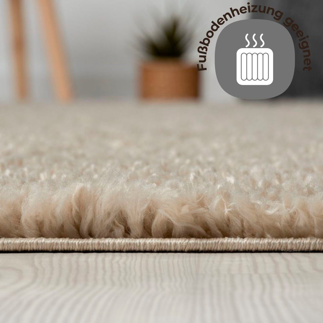 my home Hoogpolig vloerkleed Banji Uni-kleuren, zacht en fluffy, ook als rechthoekig verkrijgbaar