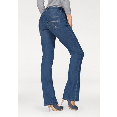 Arizona NU 15% KORTING: Arizona bootcut jeans zakken met glinstersteentjesapplicatie