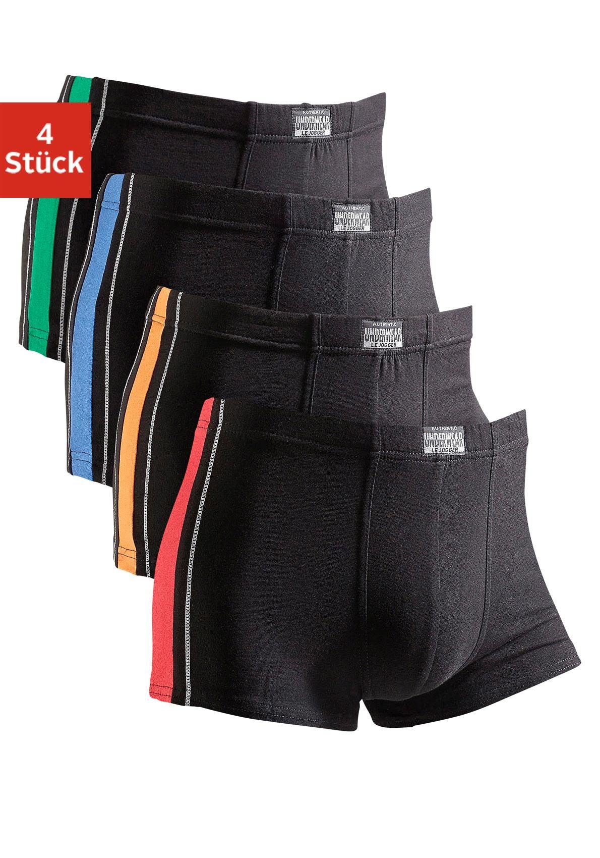 AUTHENTIC UNDERWEAR Boxershort voor heren met contrastkleurige strepen opzij (4 stuks, Set van 4)