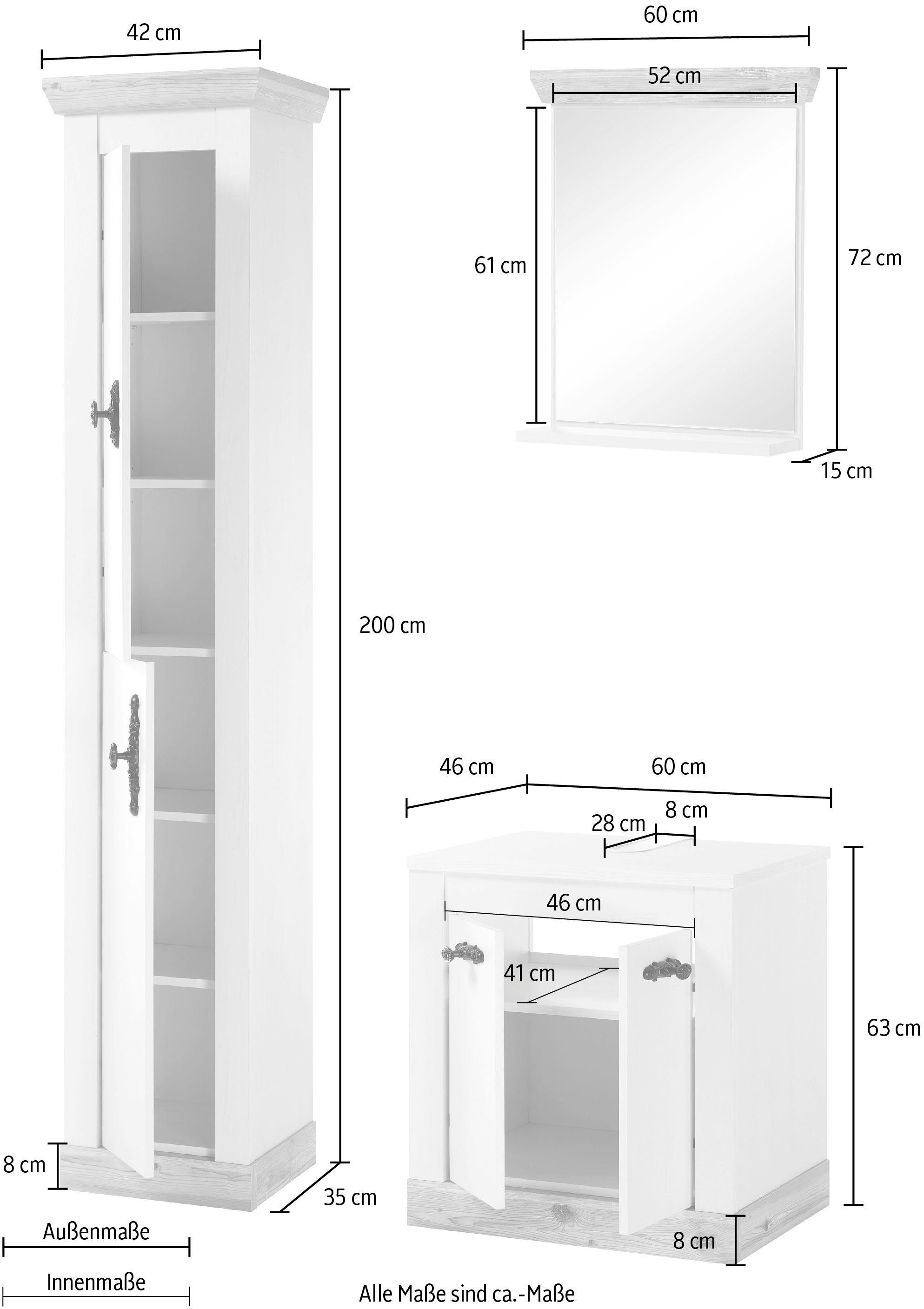 Home affaire Badkamerserie Florenz, badkamer in landhuisstijl, 3-delig badkamer (3-delig)