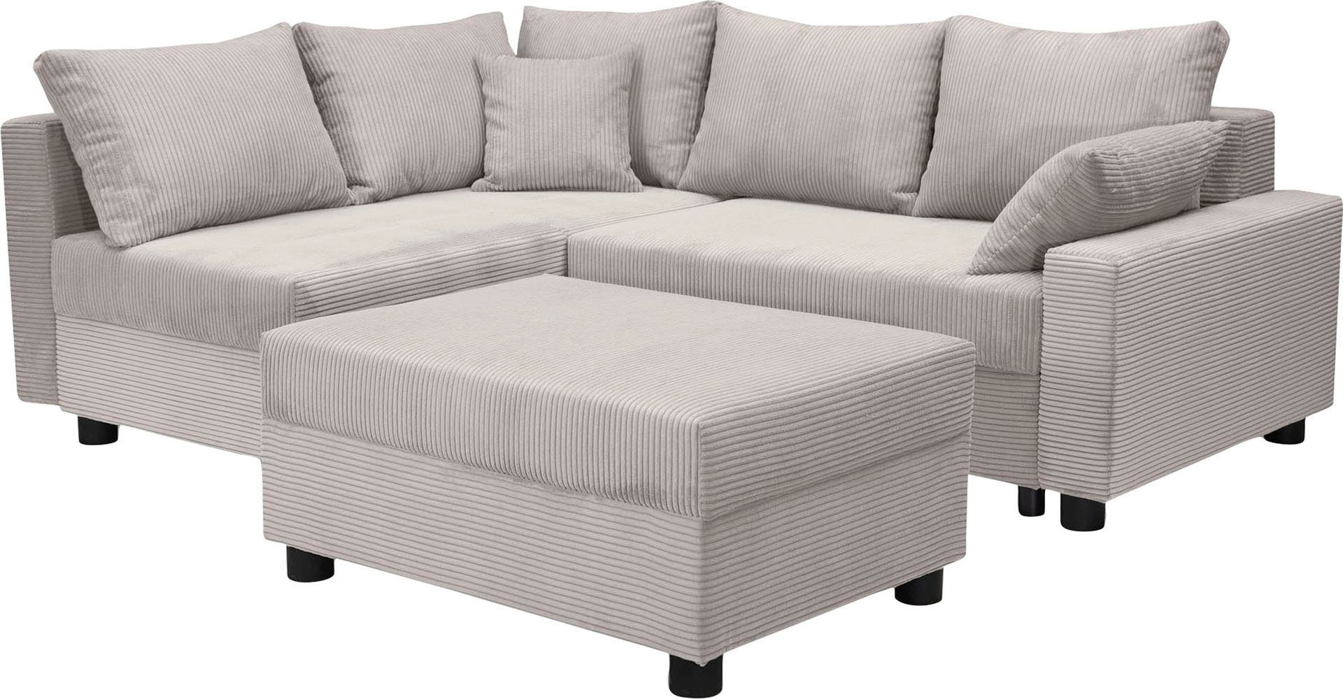 COLLECTION AB Hoekbank Parma L-vorm met slaapfunctie en bedlade, inclusief kussens, bonell-federkern