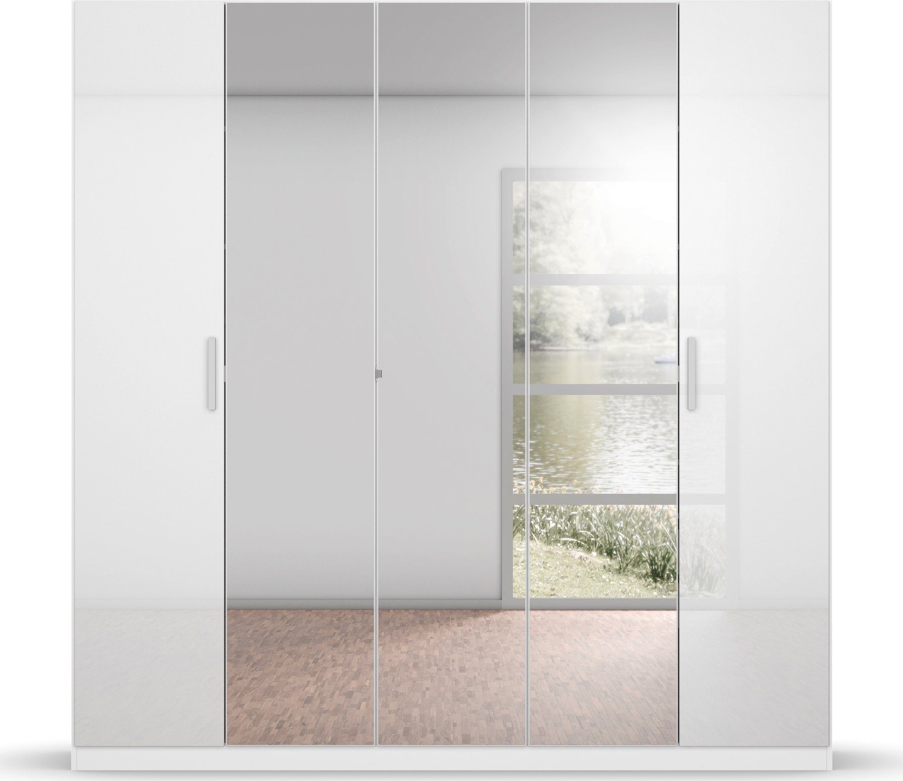 rauch Draaideurkast Koluna Hoogglansfront met spiegel, inclusief 2 lades en extra planken