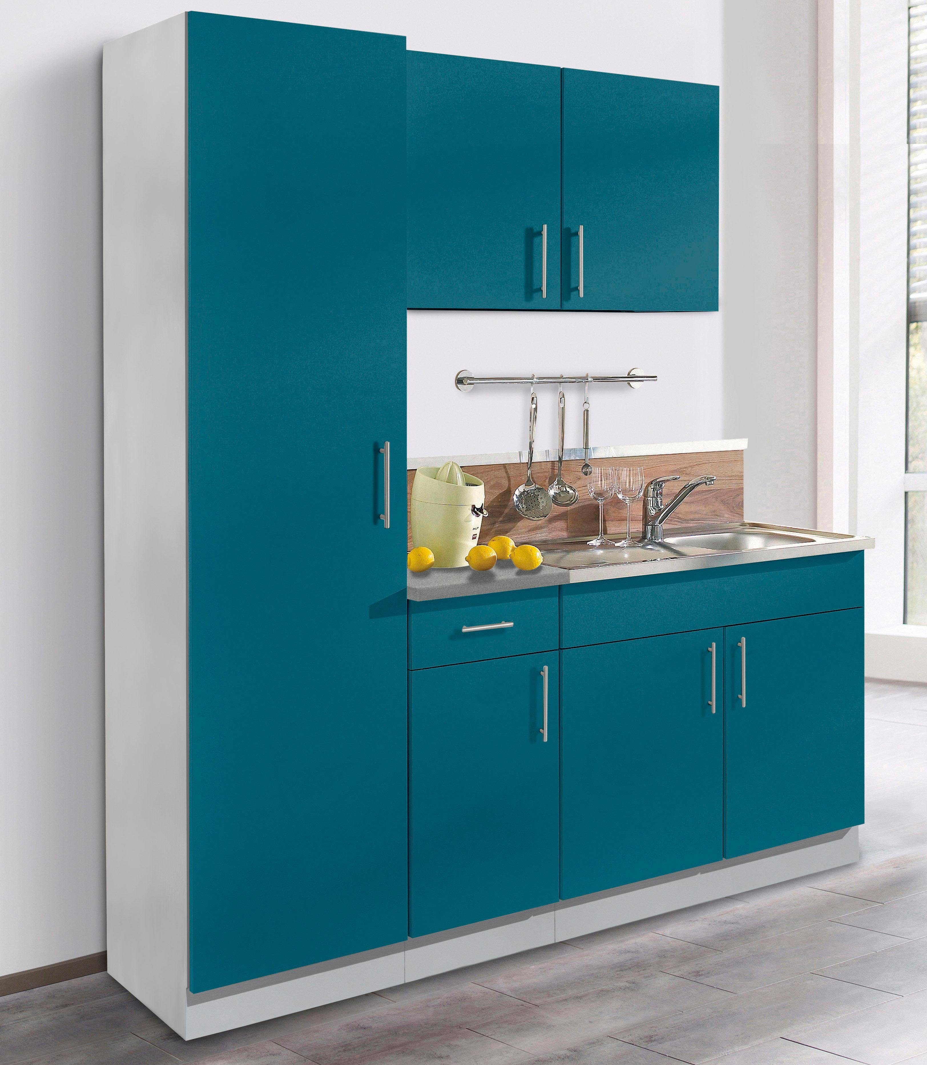 wiho Küchen Keuken Kiel Breedte 190 cm met 28 mm dikke werkblad, diepte 50 cm