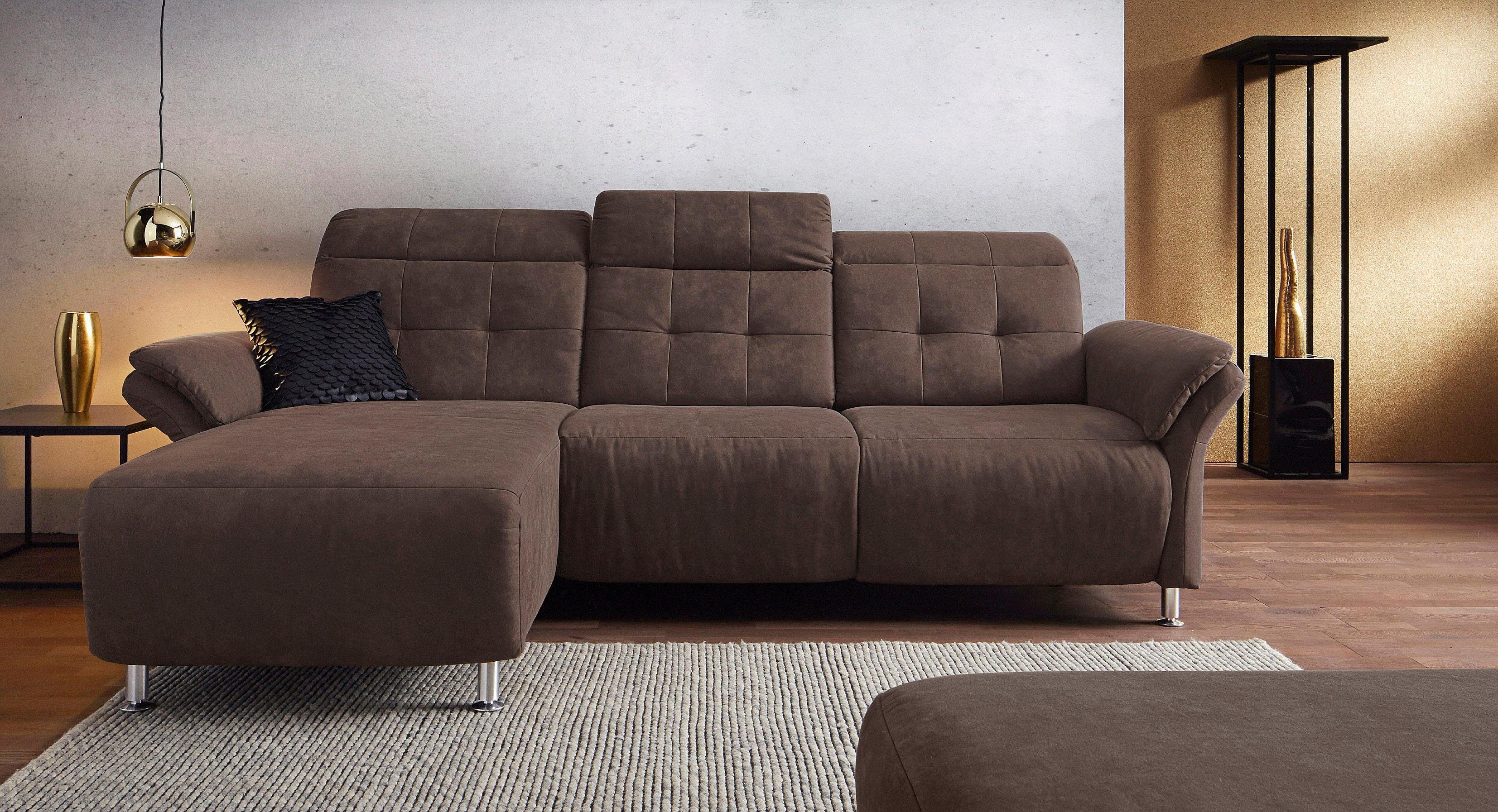 Places of Style Hoekbank Manhattan L-vorm bank met elektrische relaxfunctie, verstelbare armleuningen bruin, hoekbanken, 270 cm