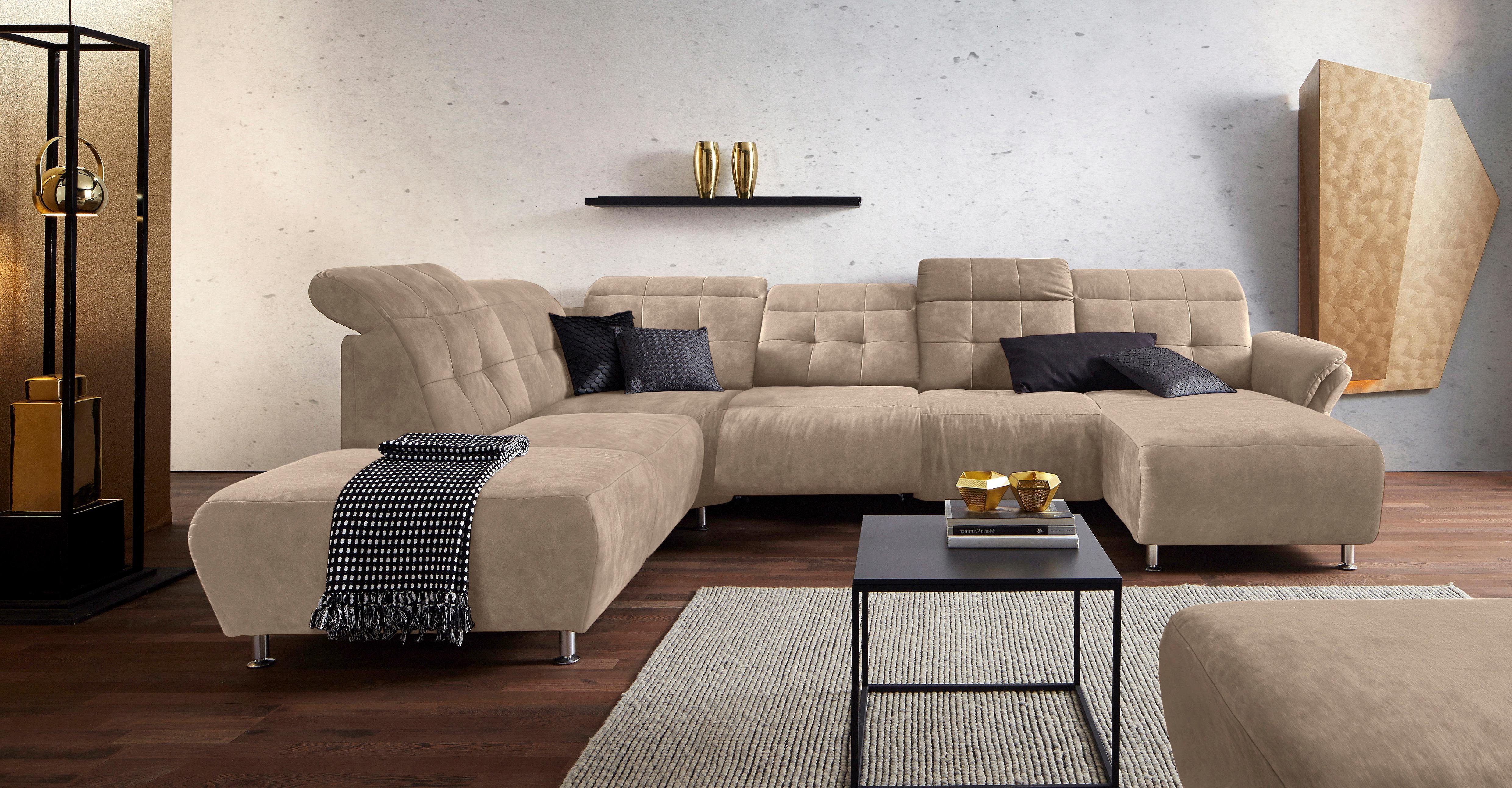 Places of Style Zithoek Manhattan U-vorm bank met elektrische relaxfunctie, verstelbare armleuningen