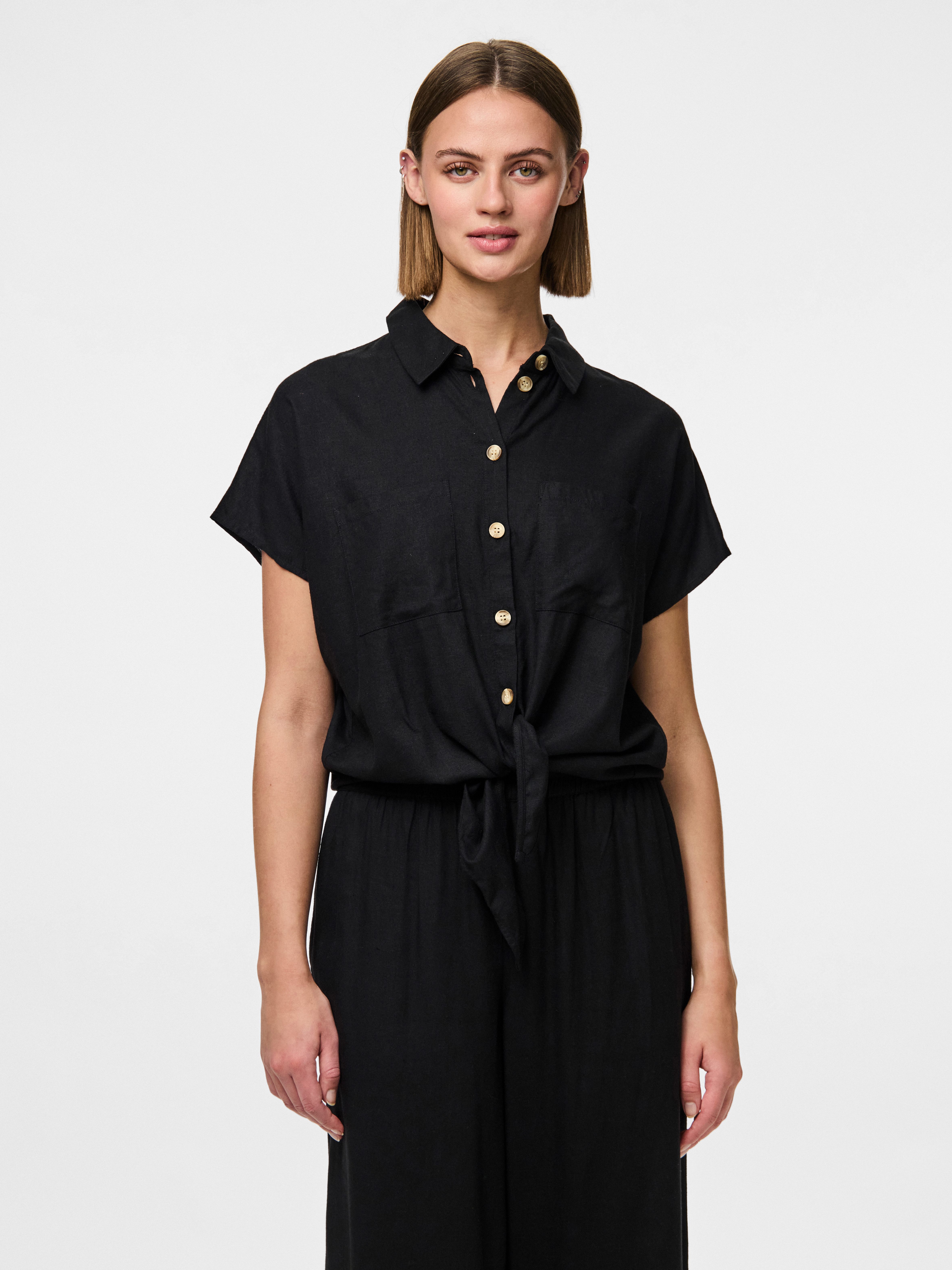 pieces Blouse met korte mouwen PCPIA SS TIE SHIRT WVN NOOS