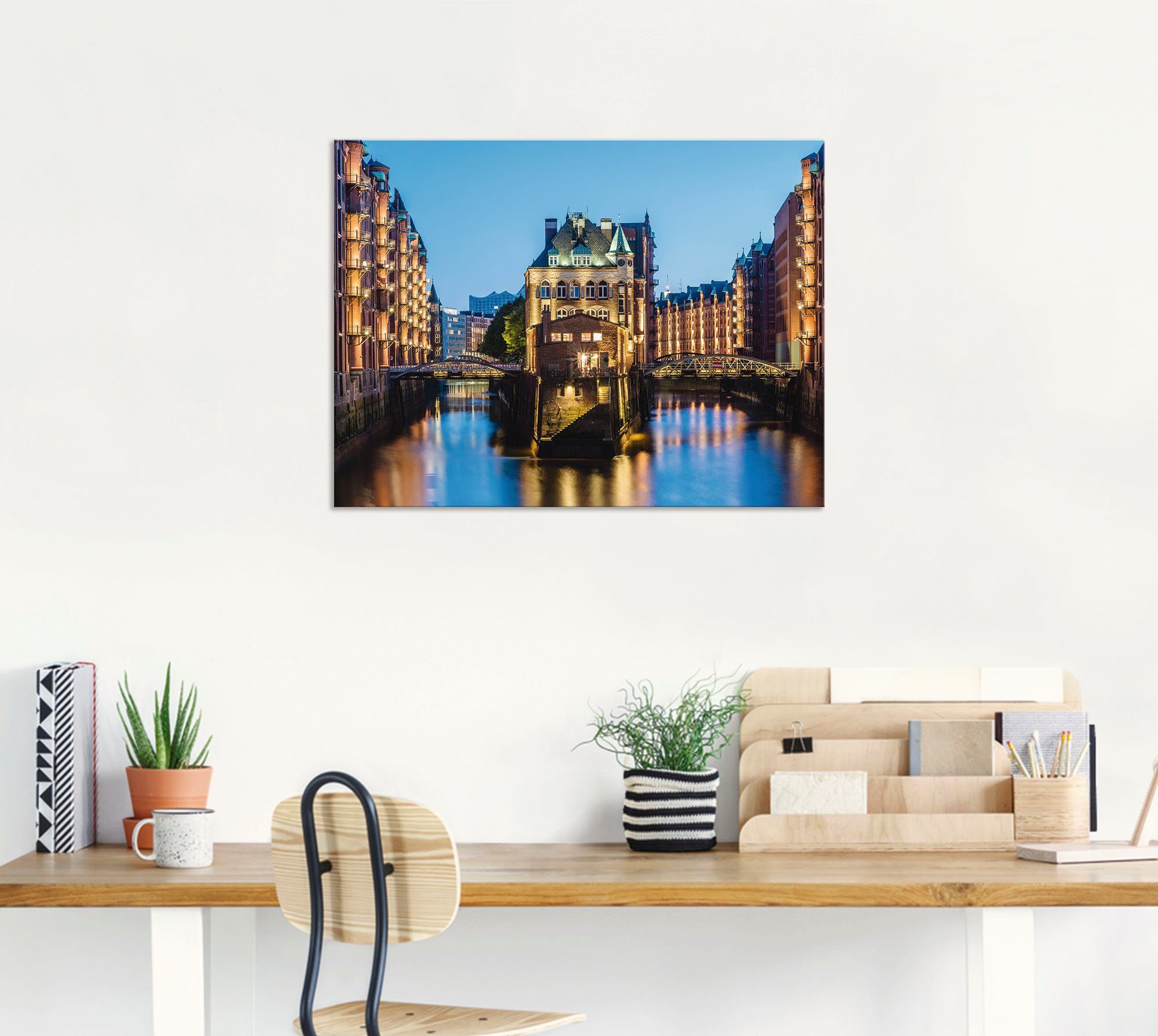 Artland Artprint Hamburg Waterkasteel in Speicherstadt 2 als artprint van aluminium, artprint voor buiten, poster in diverse formaten