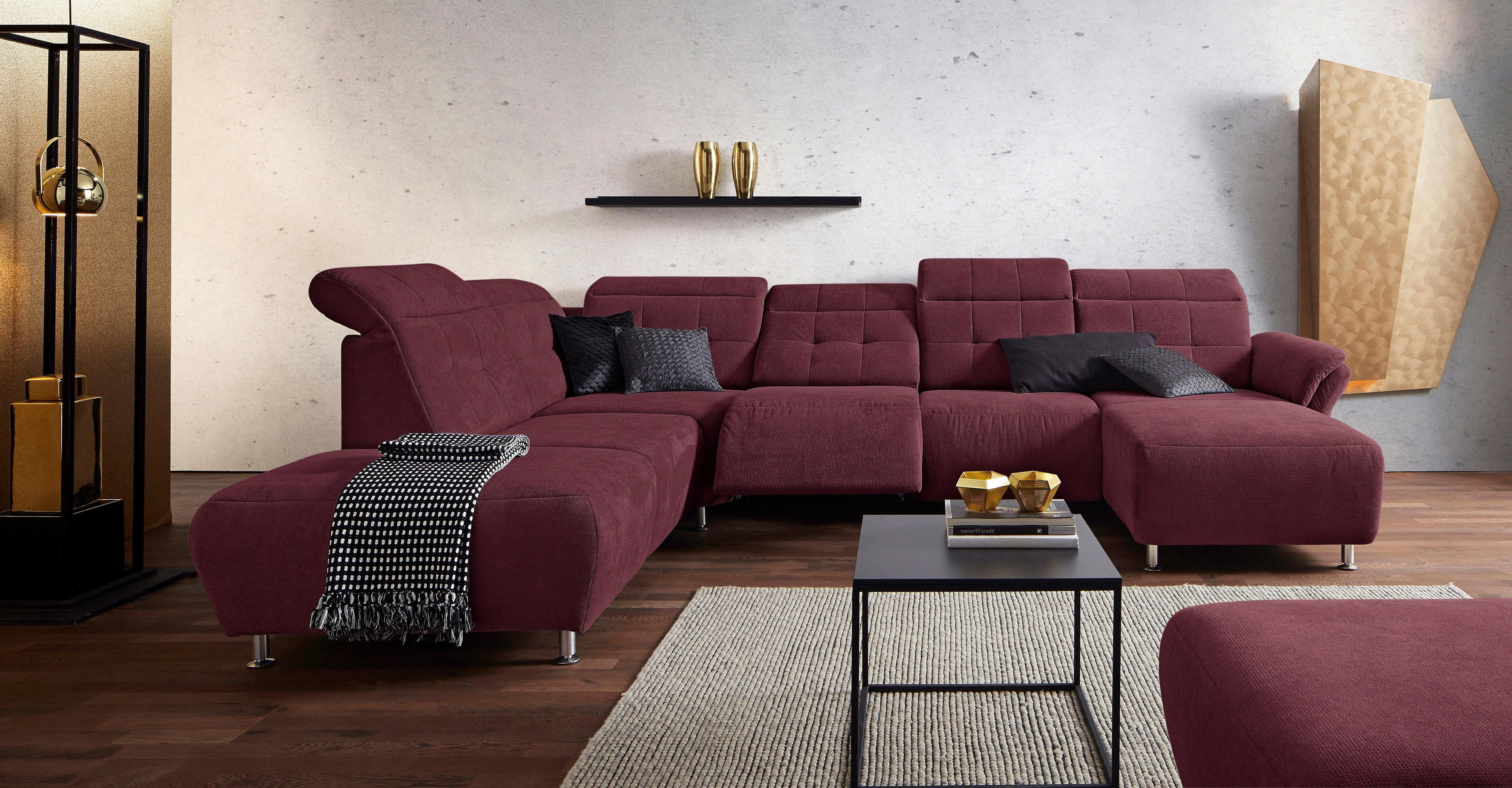 Places of Style Zithoek Manhattan U-vorm bank met elektrische relaxfunctie, verstelbare armleuningen