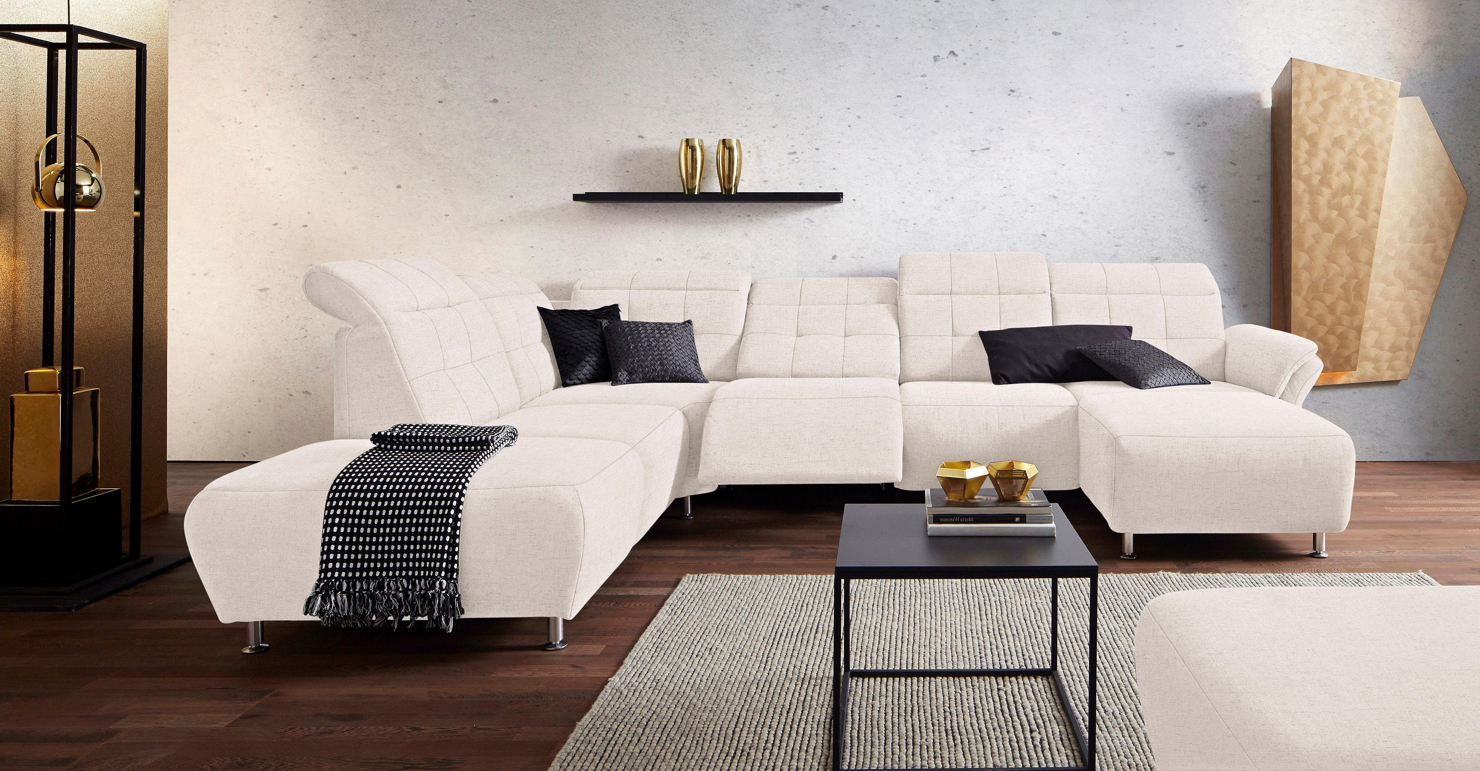 Places of Style Zithoek Manhattan U-vorm bank met elektrische relaxfunctie, verstelbare armleuningen