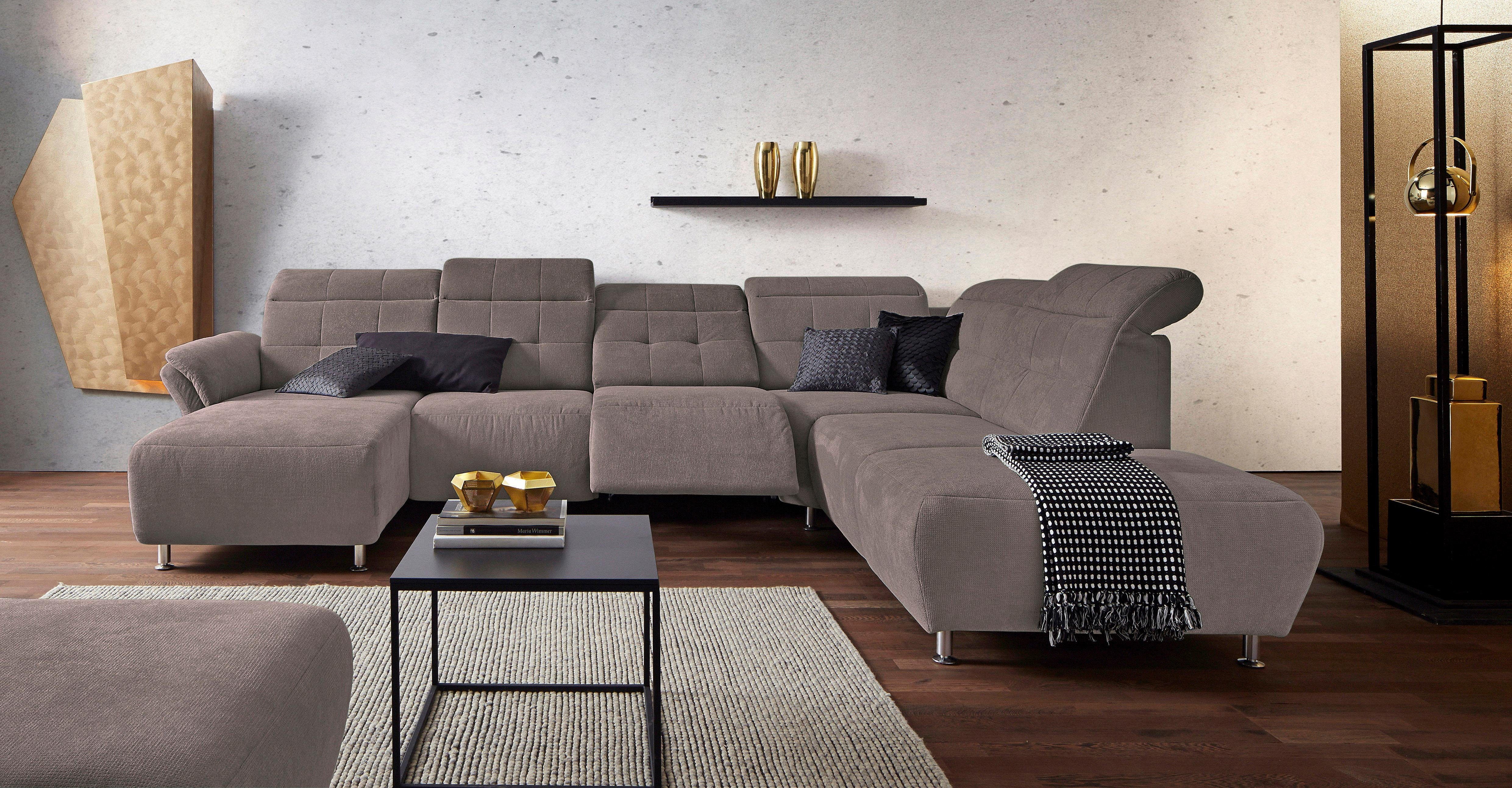 Places of Style Zithoek Manhattan U-vorm bank met elektrische relaxfunctie, verstelbare armleuningen