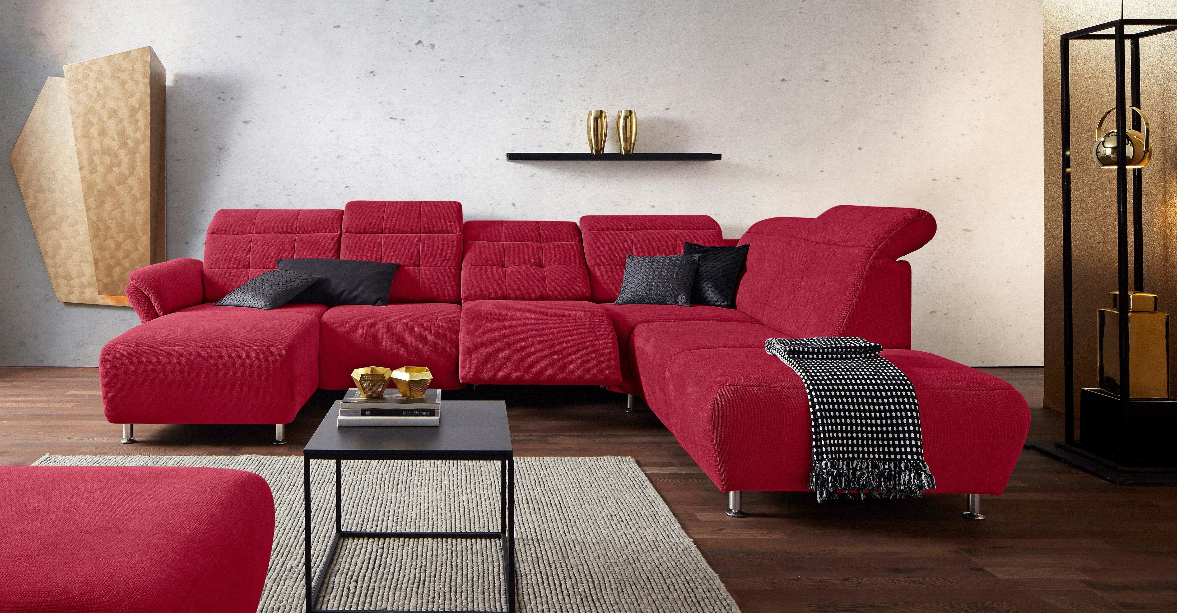 Places of Style Zithoek Manhattan U-vorm bank met elektrische relaxfunctie, verstelbare armleuningen