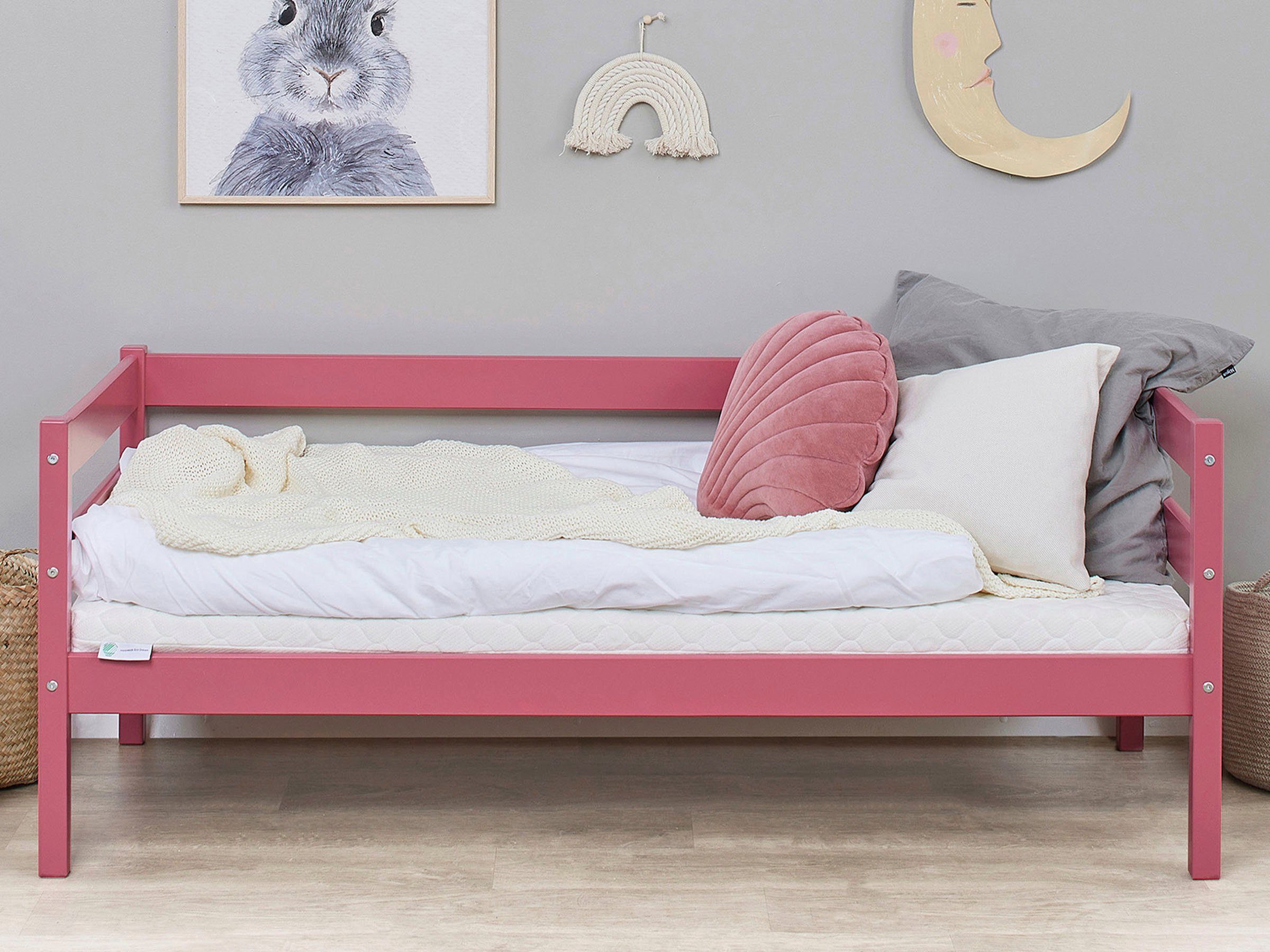 Hoppekids 1-persoonsledikant ECO Comfort kinderbed, massief grenenhout, tienerbed inclusief lattenbodem (set)