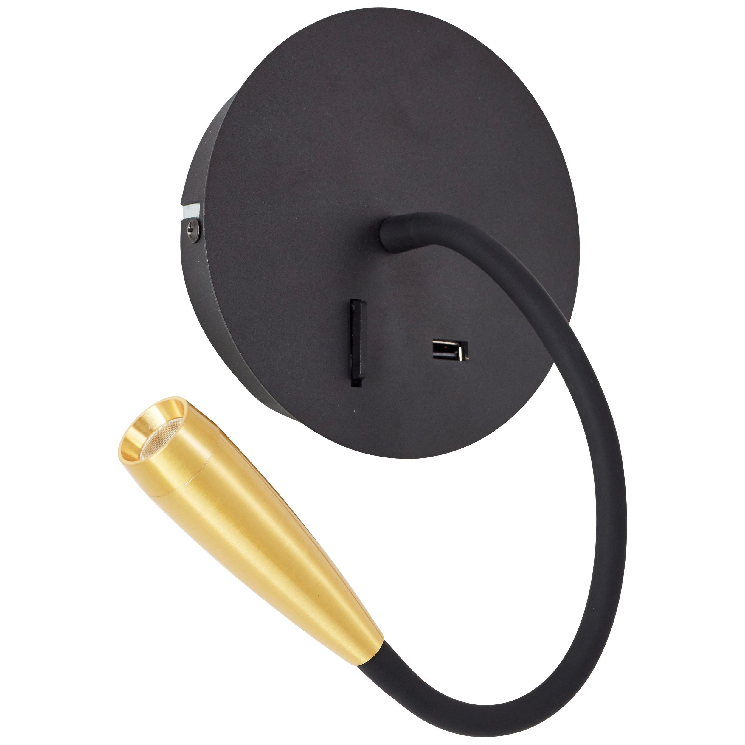 Brilliant Leuchten Led-wandlamp JUTTA USB-aansluiting, flexibele leesarm, 170 lm, 3000 K