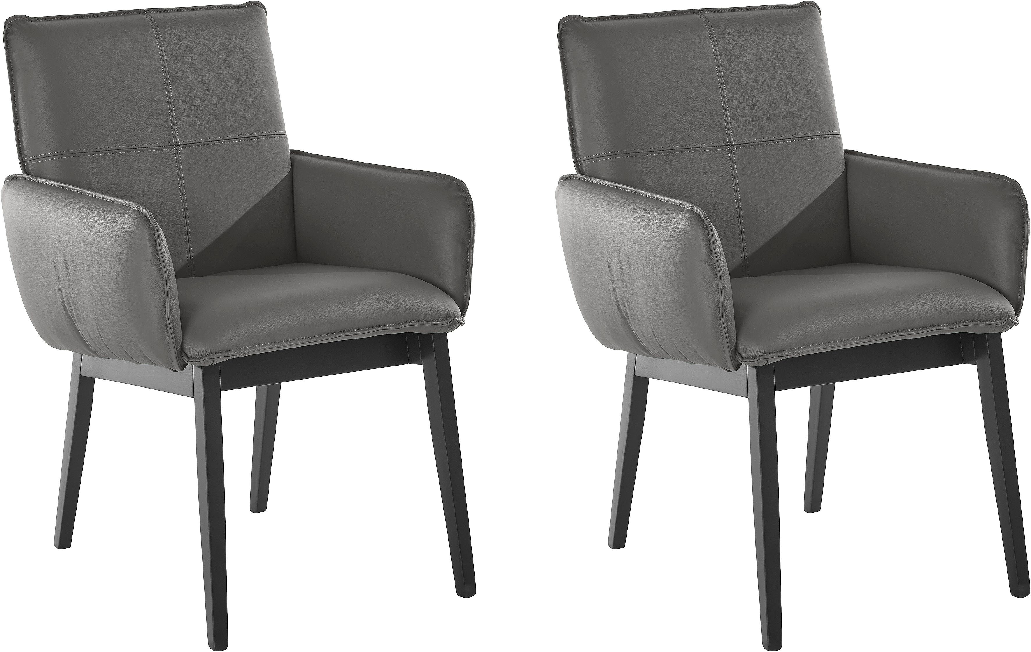 Home affaire Stoel met armleuningen Model 6 Bekleding van microvezel of leer, frame is beuken in zwart gelakt (2 stuks)