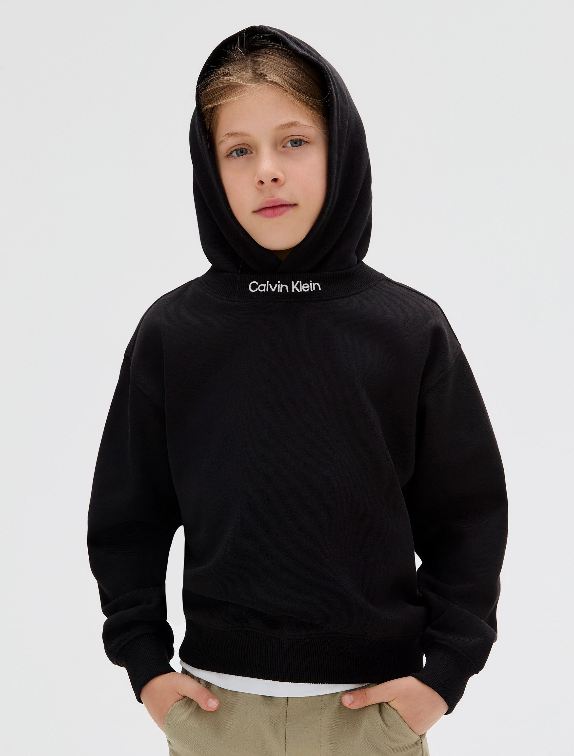 Calvin Klein Hoodie NECK EMBRO LOGO TERRY HOODIE voor kinderen tot 16 jaar, logo-opschrift