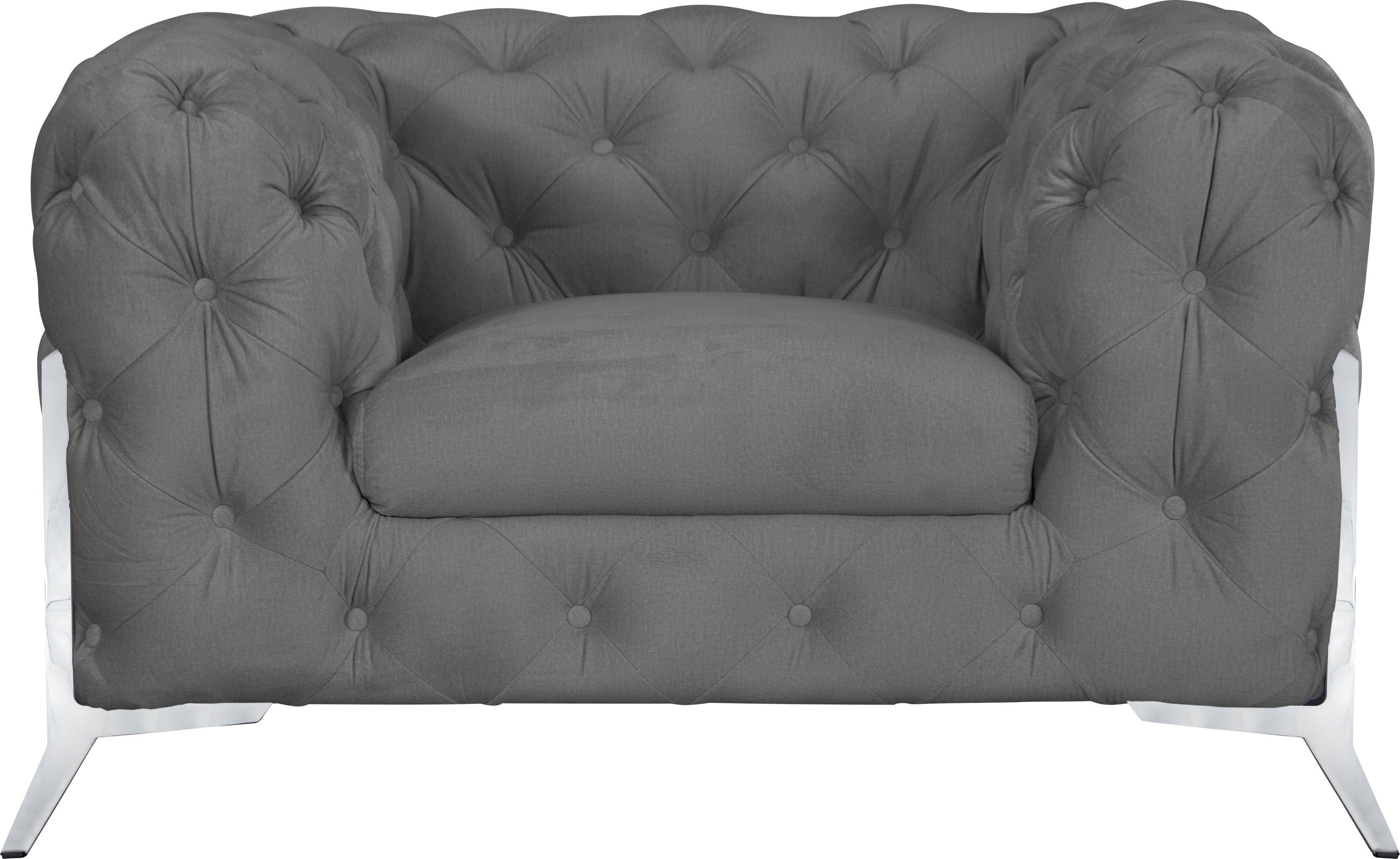 leonique chesterfield-fauteuil amaury luxueuze capitonnage, moderne chesterfield look, kleur van de poten ter keuze grijs